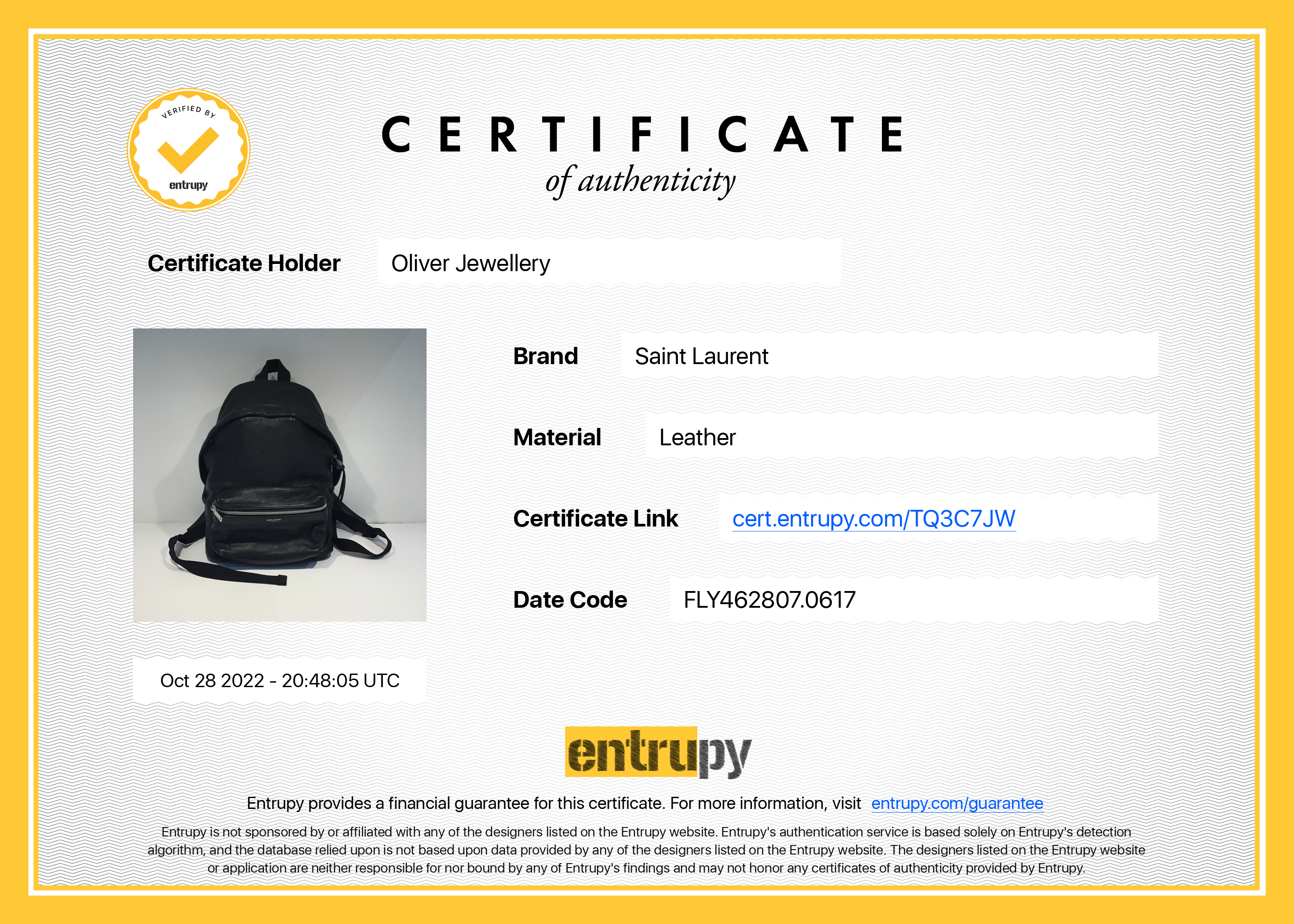 Saint Laurent Leather City Backpack