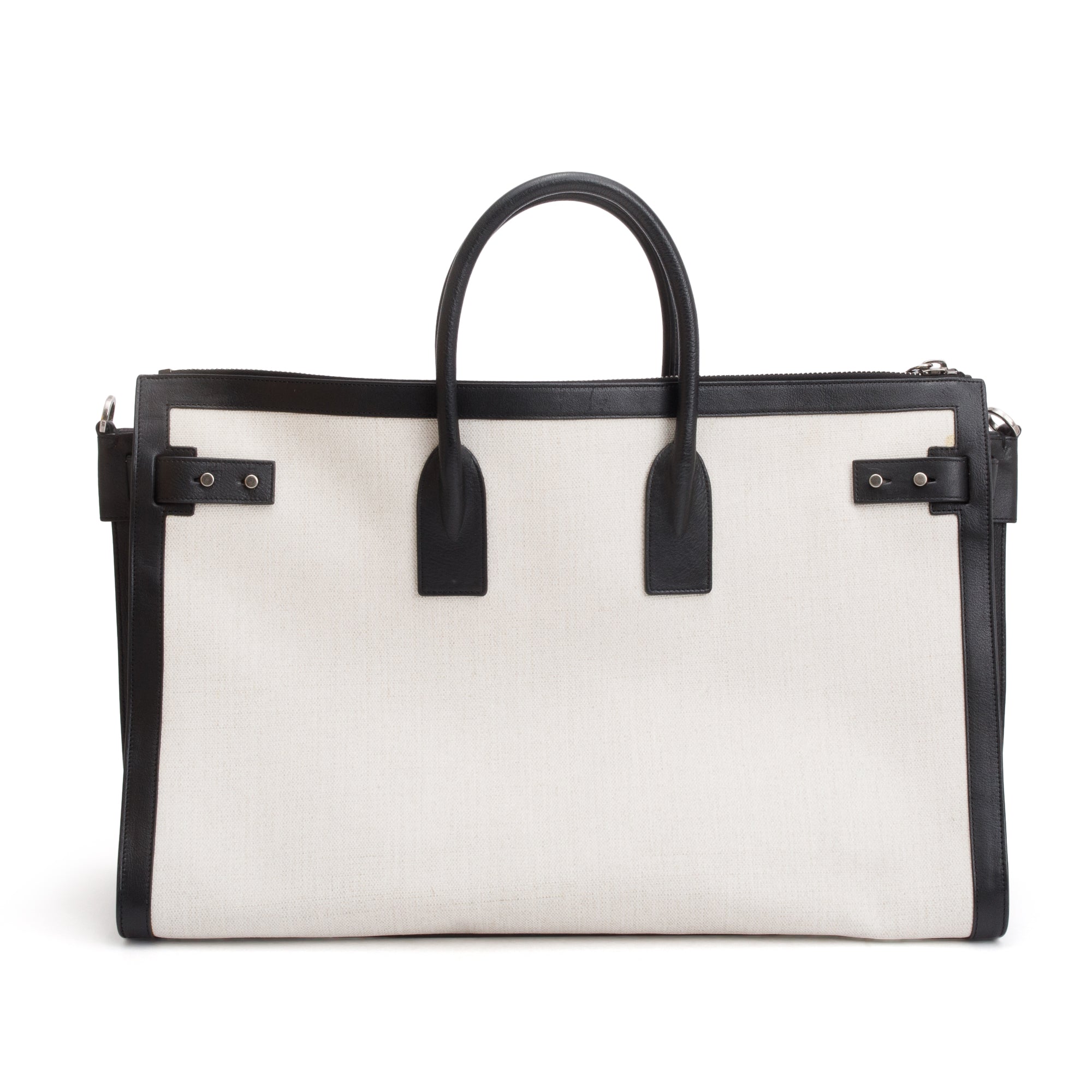 Saint Laurent Linen Calfskin Souple Sac De Jour 48H Duffle w/ Strap