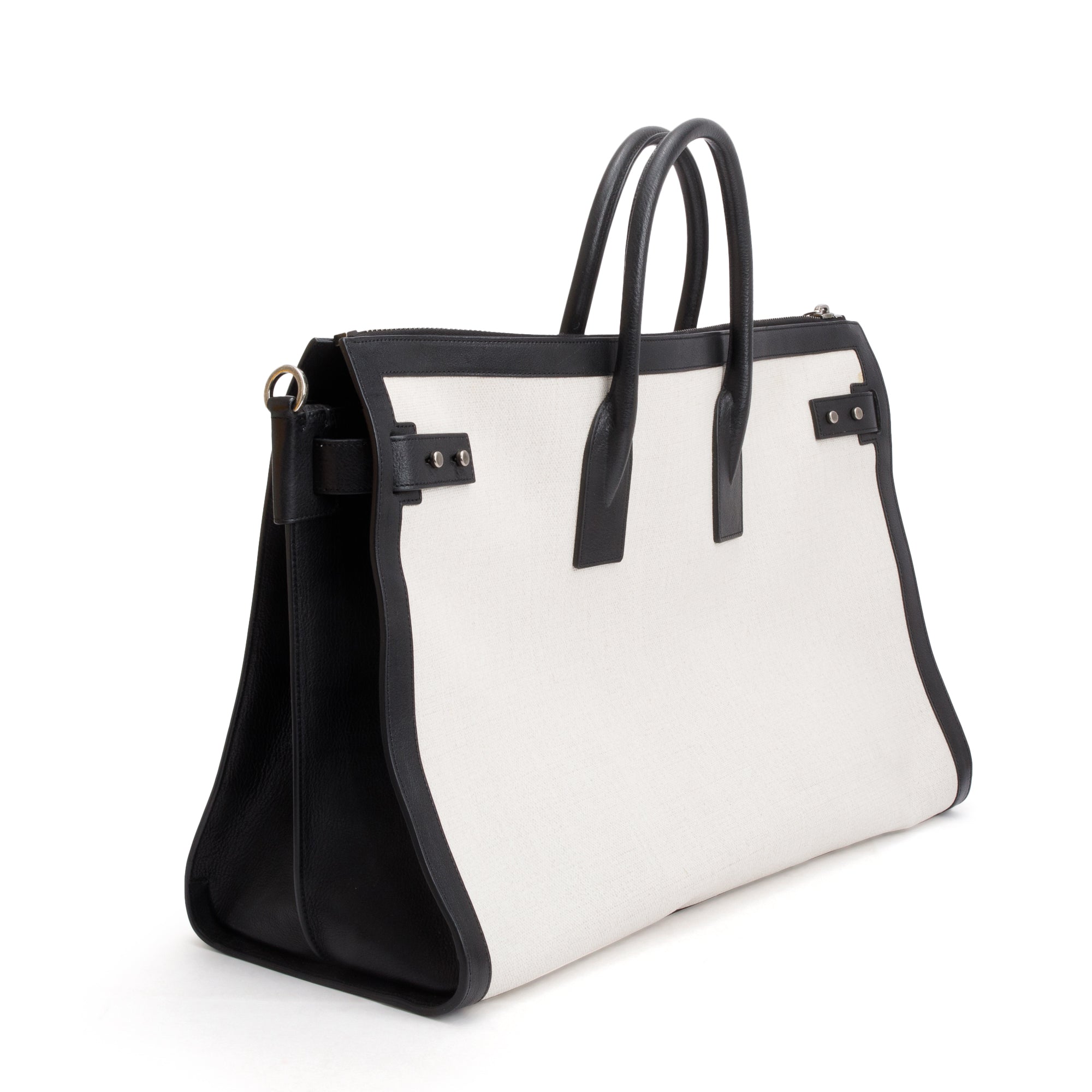 Saint Laurent Linen Calfskin Souple Sac De Jour 48H Duffle w/ Strap