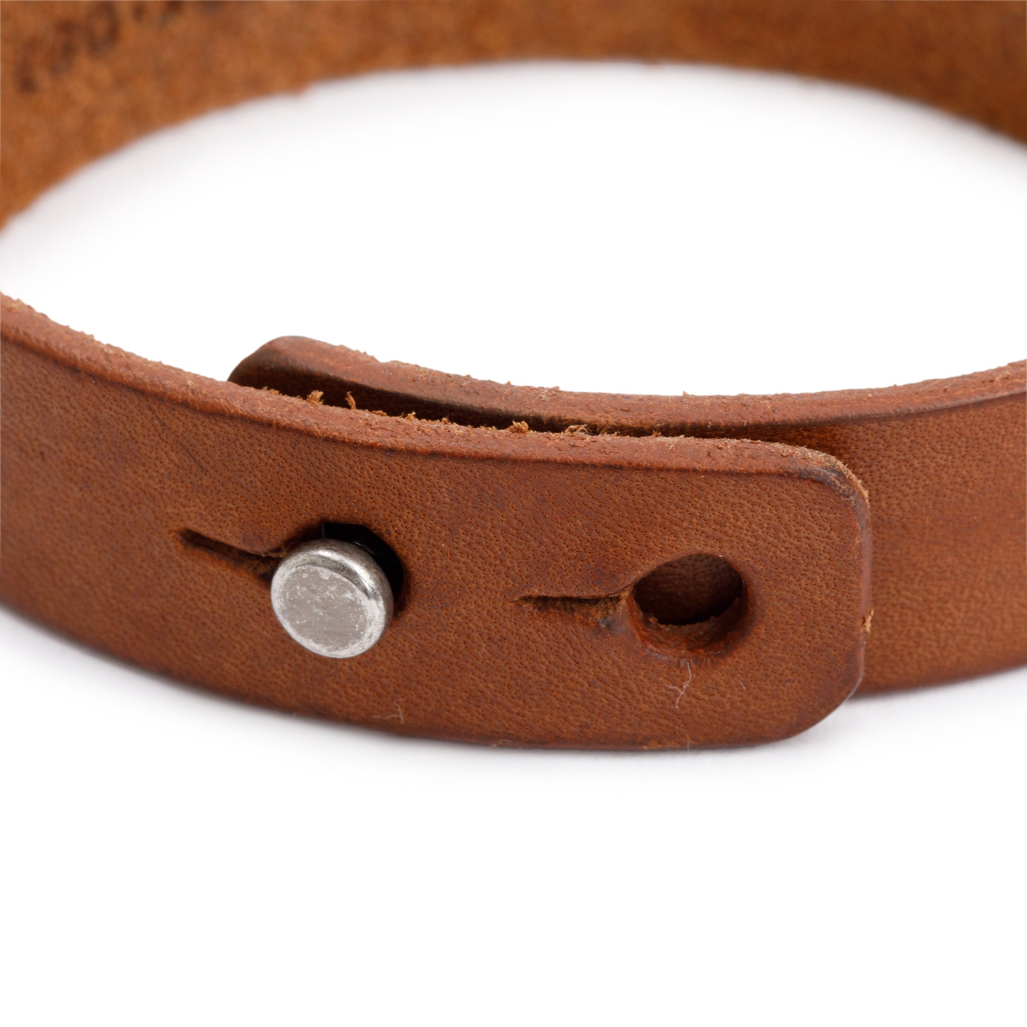 Saint Laurent Logo-Embossed Brown Leather Bracelet w/ Box