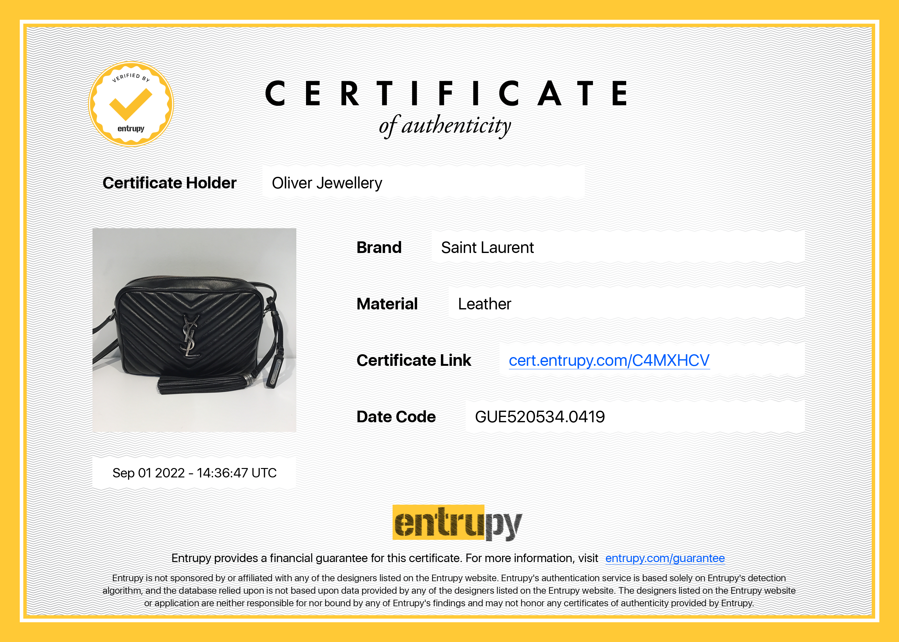 Saint Laurent Lou Camera Bag w/ Box & Receipt