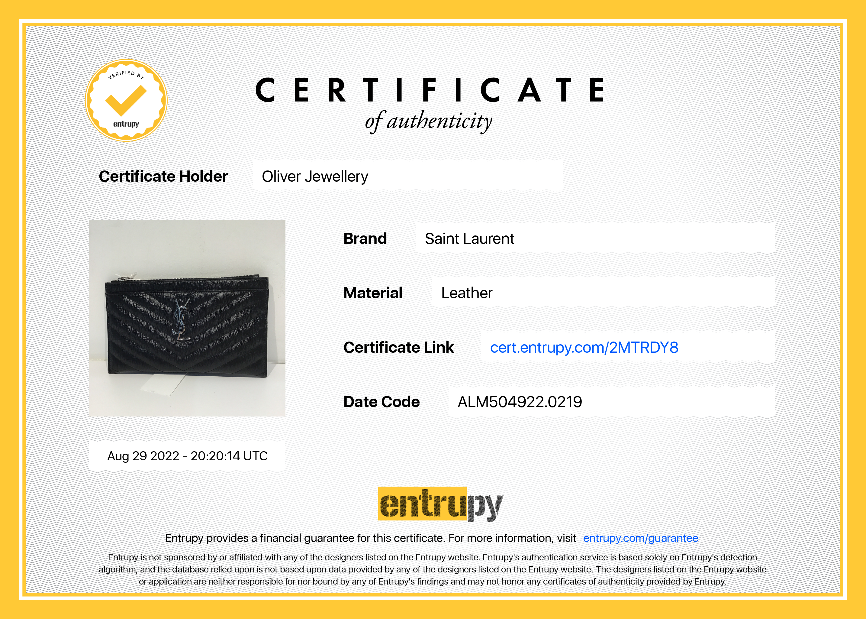 Saint Laurent Matelasse Cassandre Bill Pouch w/ Box