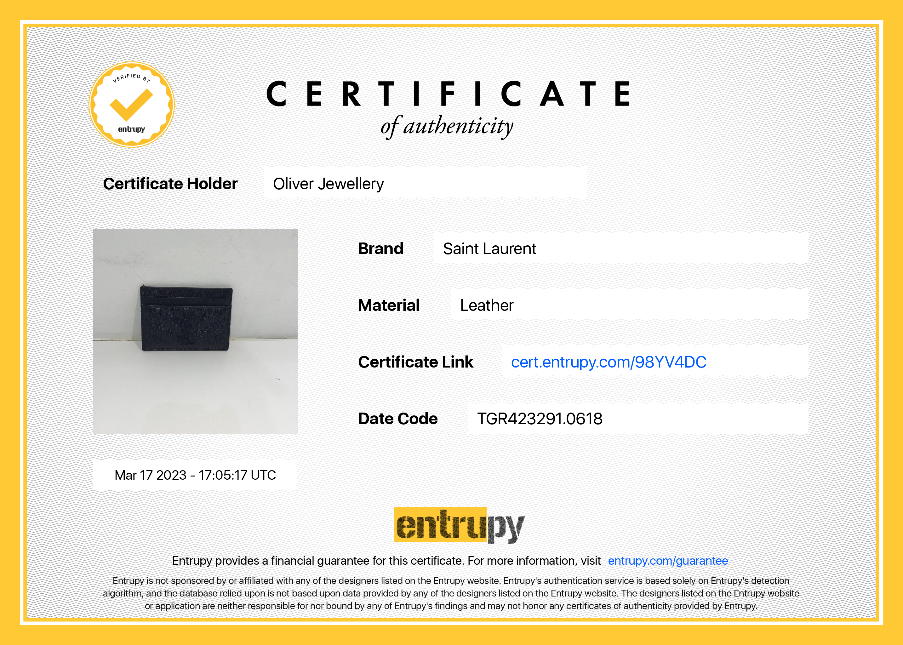 Saint Laurent Monogram Leather Card Holder