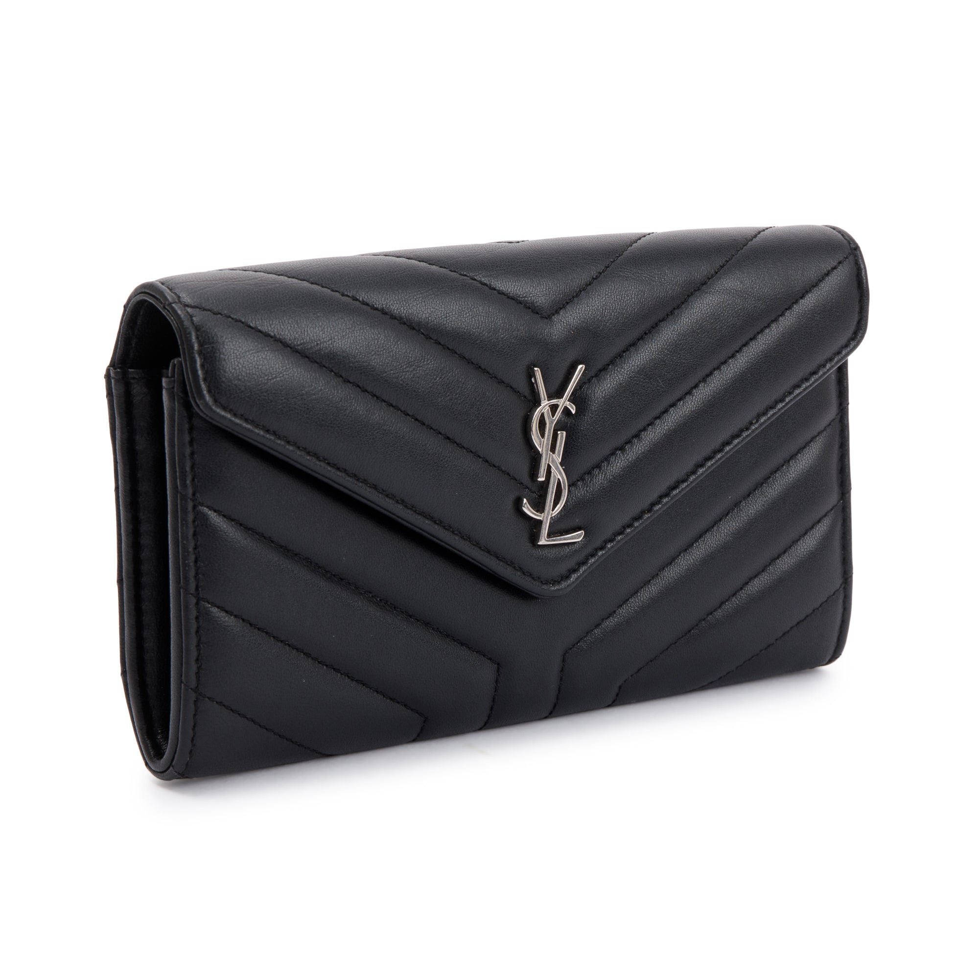 Saint Laurent Monogram Matelasse Envelope Wallet w/ Box