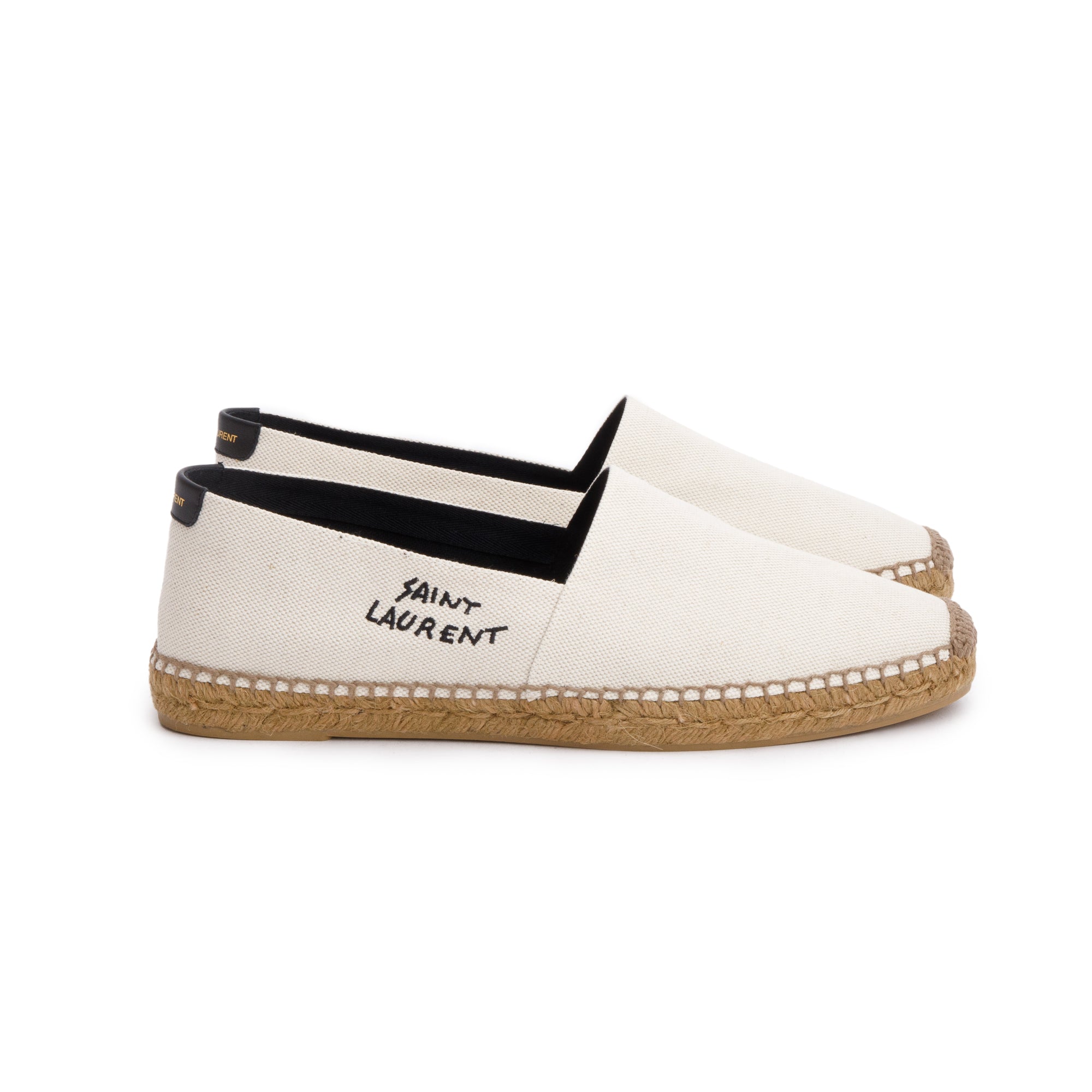 Saint Laurent Natural Beige Canvas Espadrilles, Size 45 w/ Box