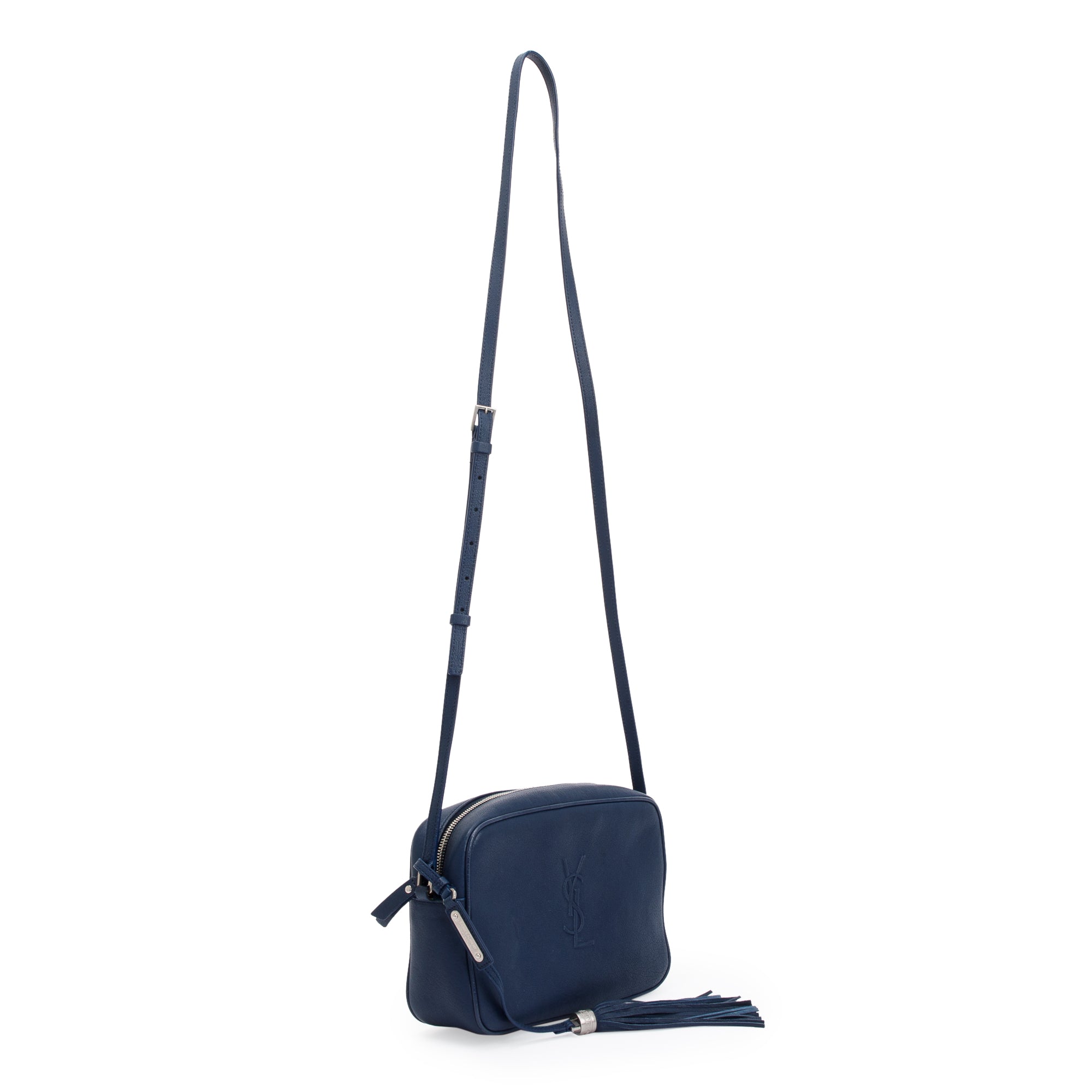 Saint Laurent Navy Calfskin Leather Small Lou Camera Bag