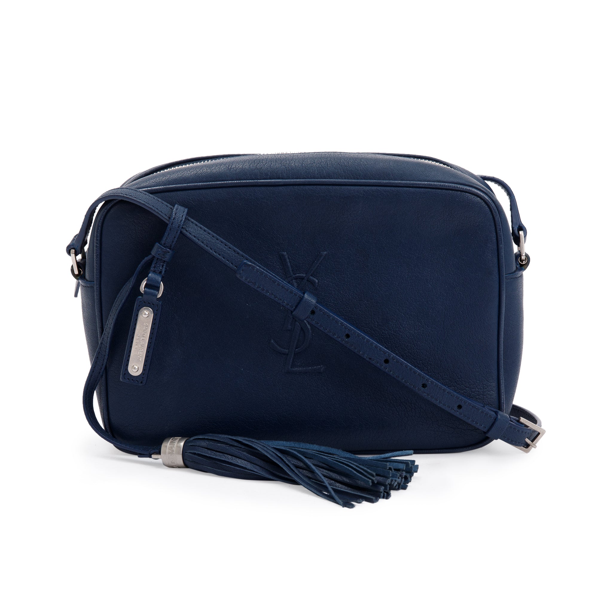 Saint Laurent Navy Calfskin Leather Small Lou Camera Bag