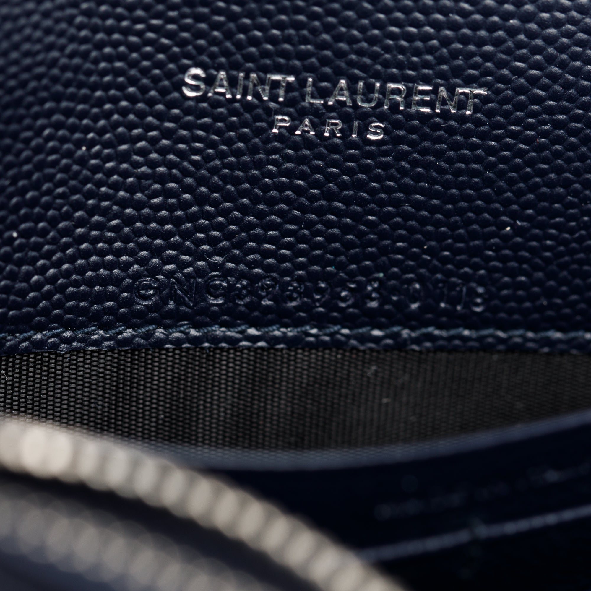 Saint Laurent Navy Cassandre Matelasse Envelope Chain Wallet