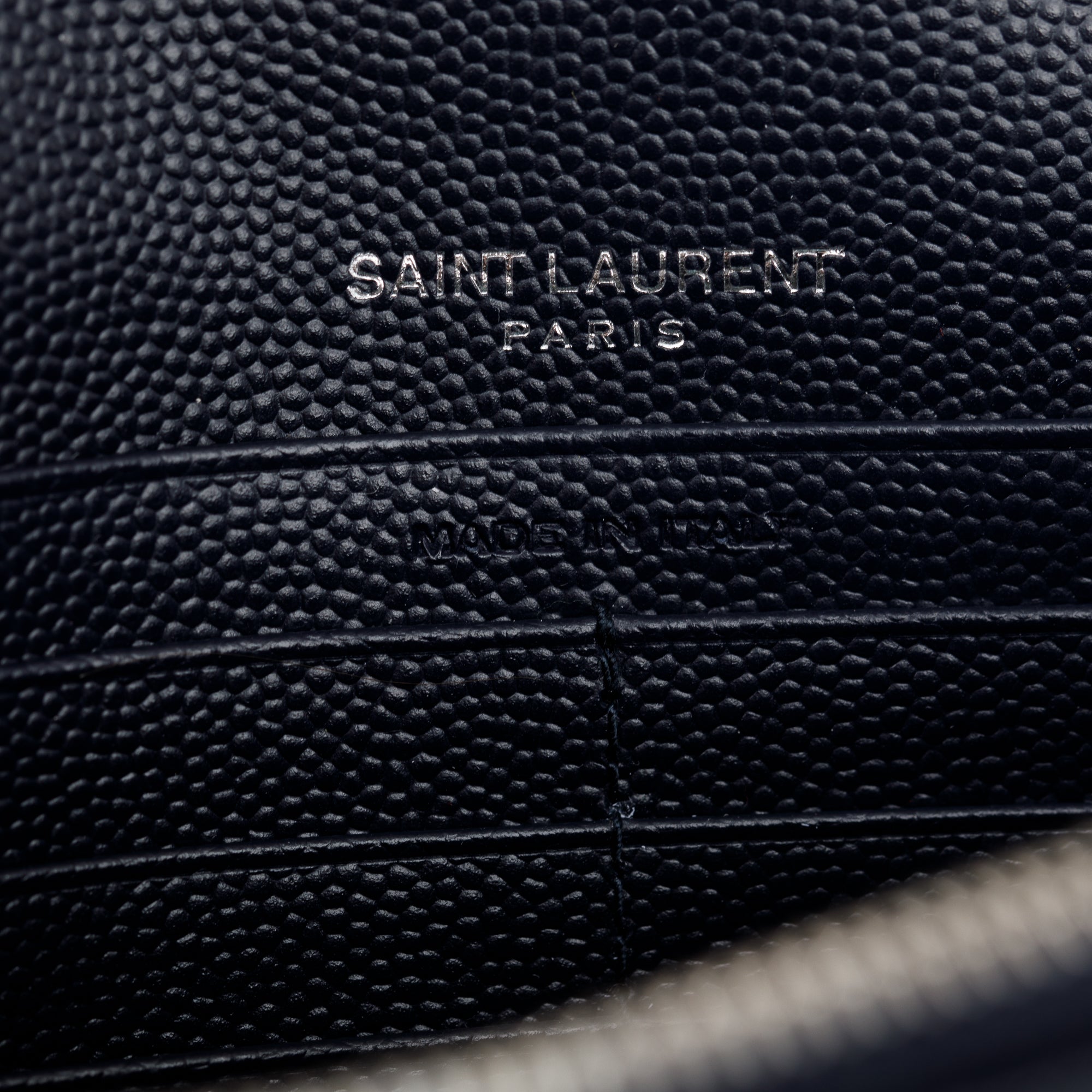 Saint Laurent Navy Cassandre Matelasse Envelope Chain Wallet