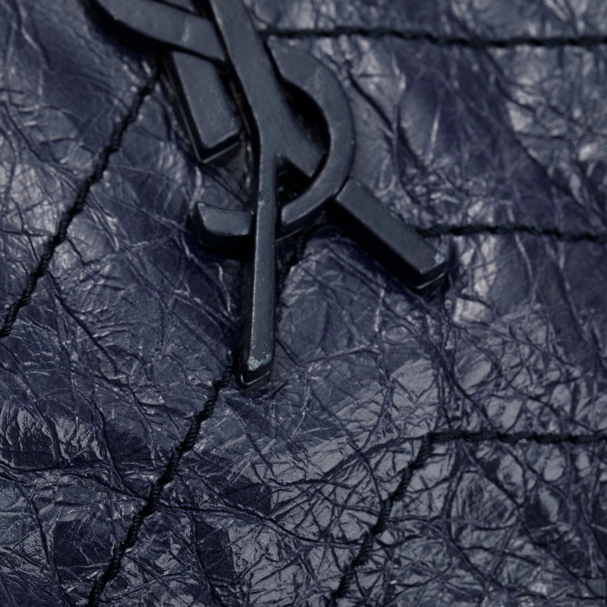 Saint Laurent Navy Crinkled Calfskin Leather Medium Niki Shoulder Bag