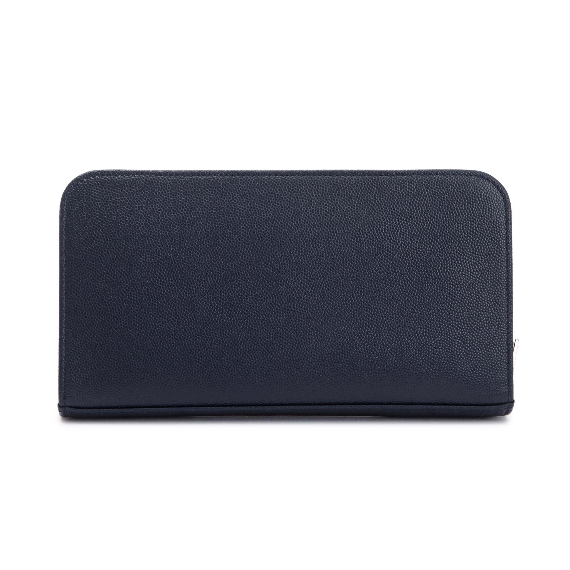 Saint Laurent Navy Grain de Poudre Leather Paris Zip Around Wallet