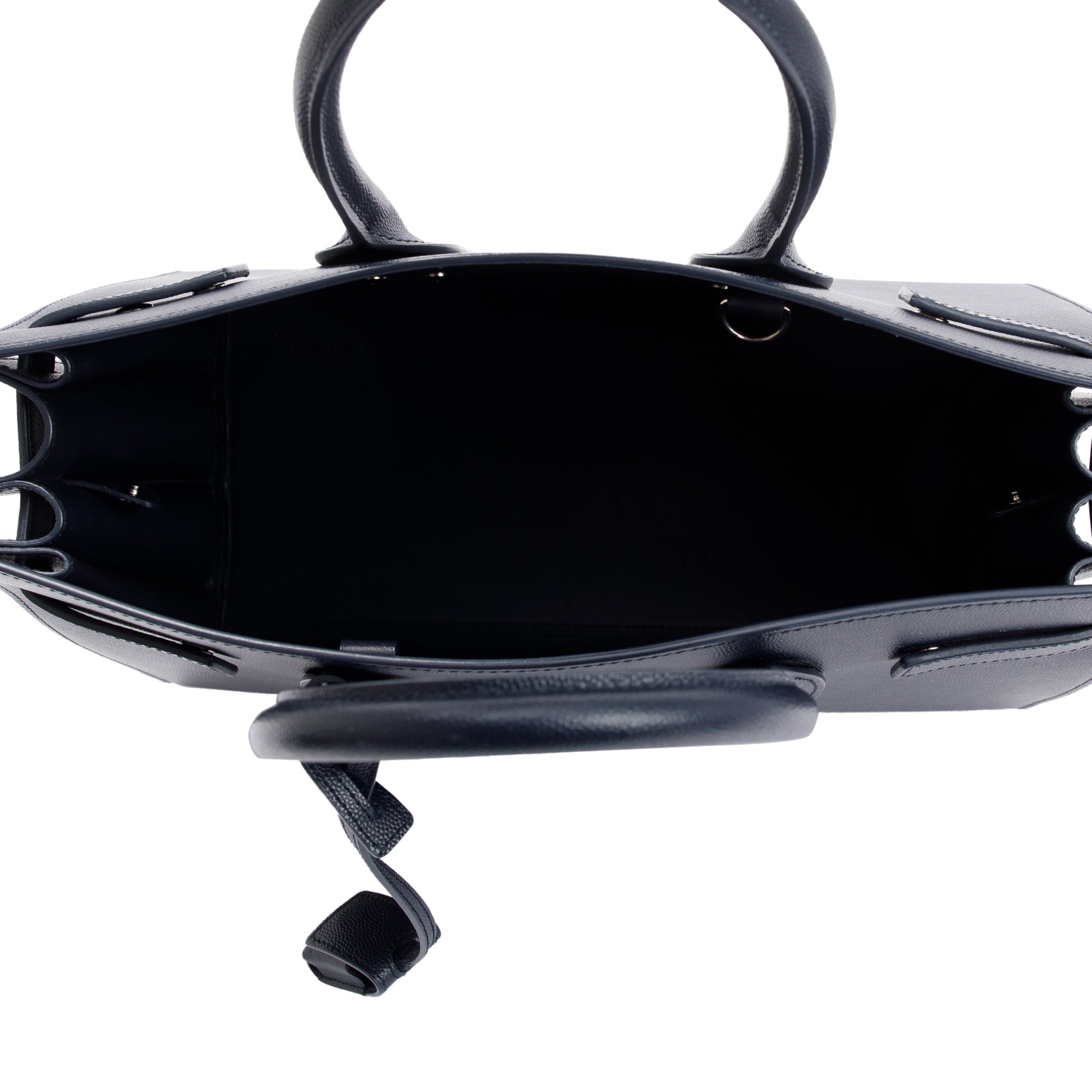 Saint Laurent Navy Grained Leather Small Sac De Jour w/ Strap & Pouch