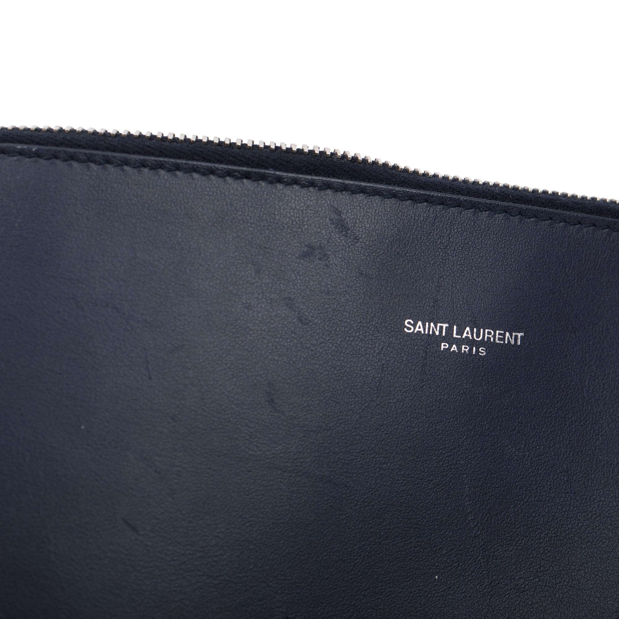 Saint Laurent Navy Grained Leather Small Sac De Jour w/ Strap & Pouch