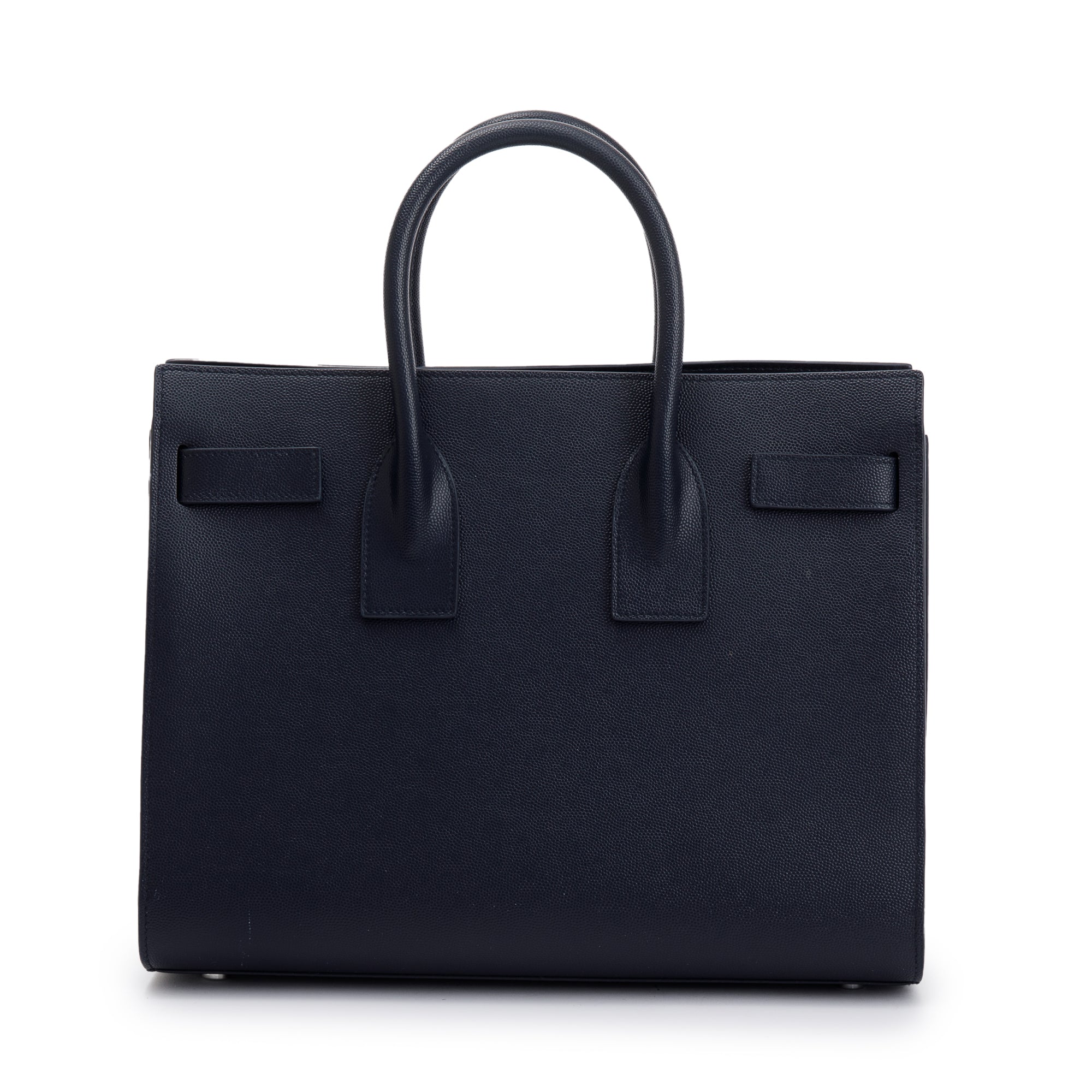 Saint Laurent Navy Grained Leather Small Sac De Jour w/ Strap & Pouch