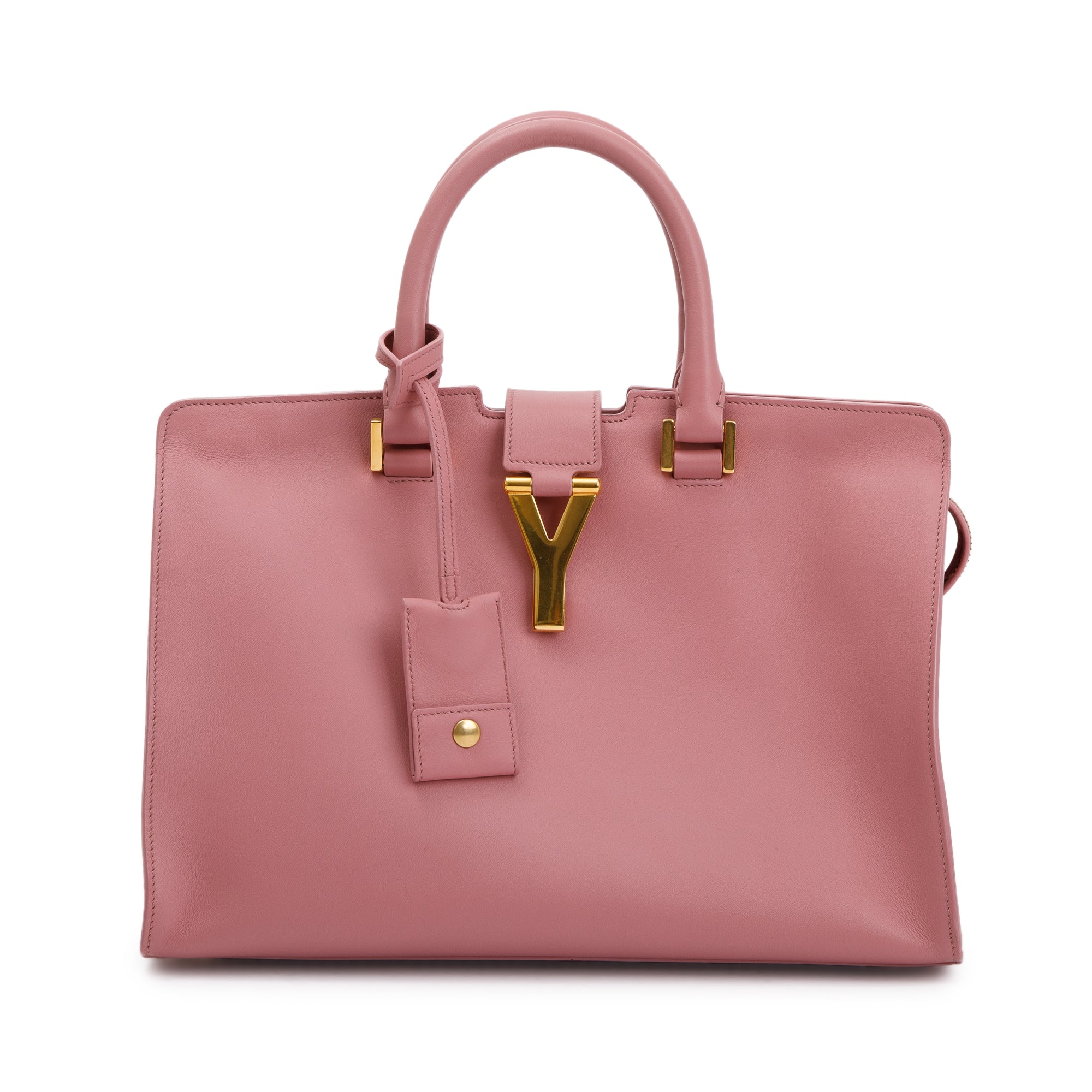 Saint Laurent Pink Calfskin Leather Small Cabas Tote Bag w/ Strap