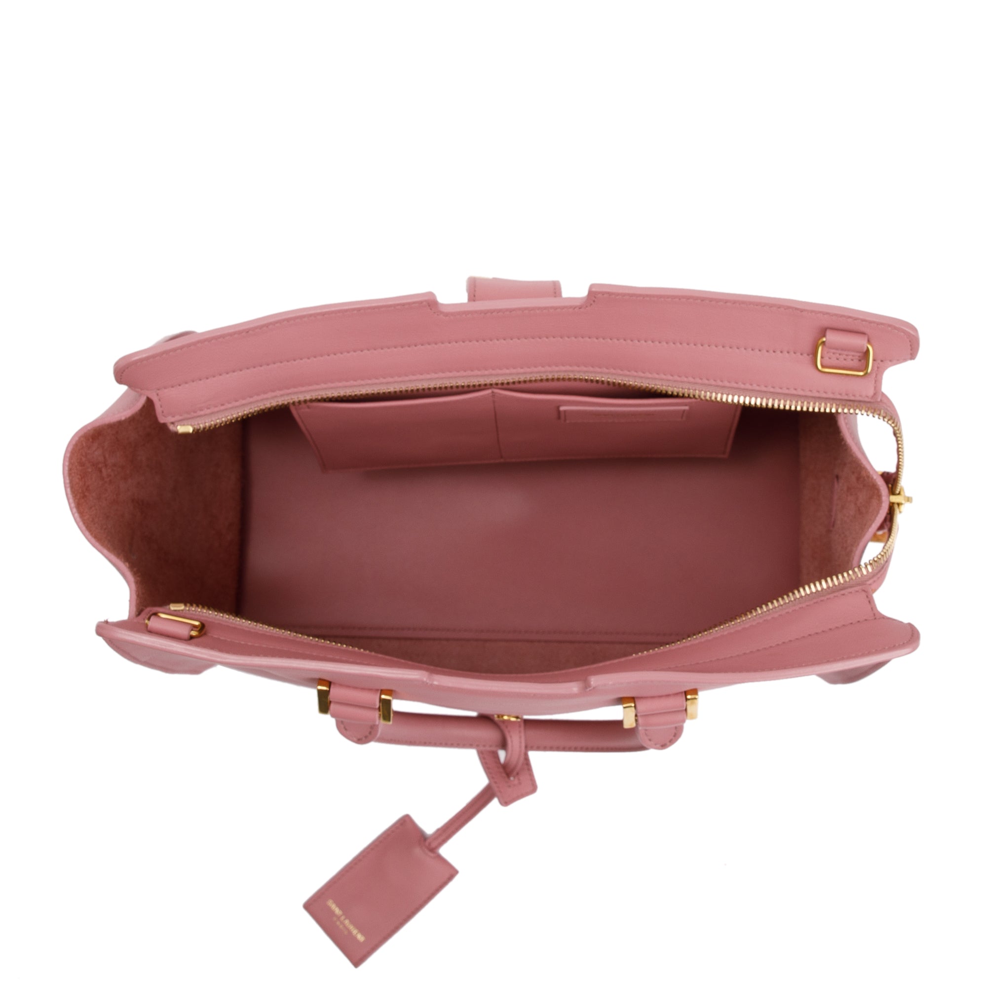 Saint Laurent Pink Calfskin Leather Small Cabas Tote Bag w/ Strap