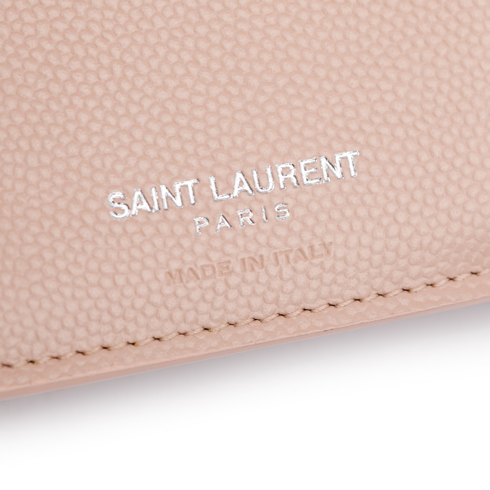 Saint Laurent Pink Grain de Poudre Leather Cassandre Matelasse Compact Tri-Fold Wallet