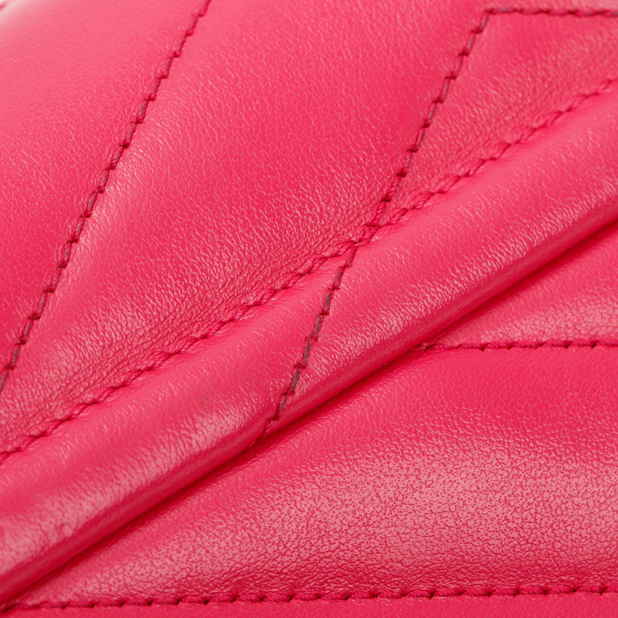 Saint Laurent Pink Leather Small Loulou Chain Shoulder Bag w/ Box