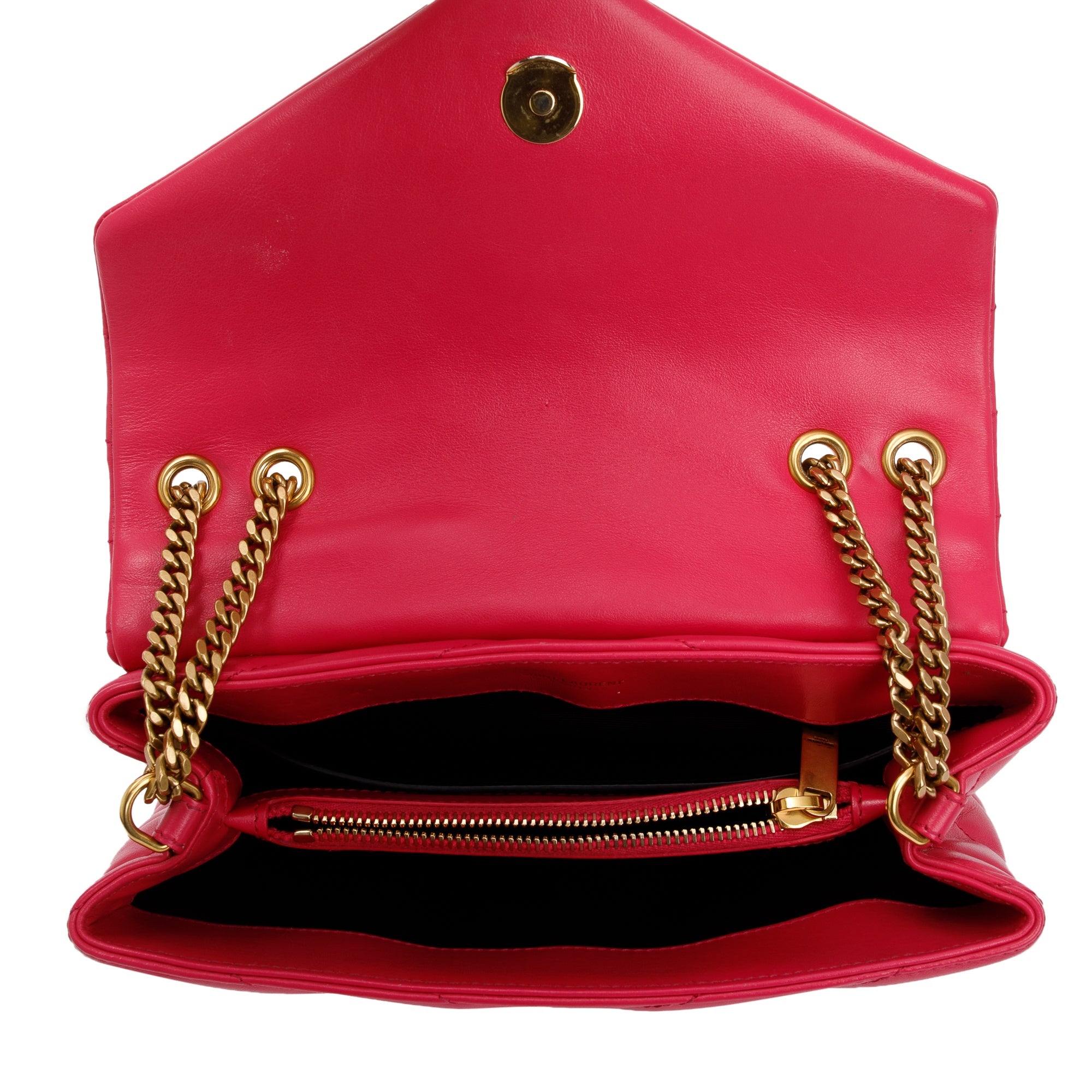 Saint Laurent Pink Leather Small Loulou Chain Shoulder Bag w/ Box