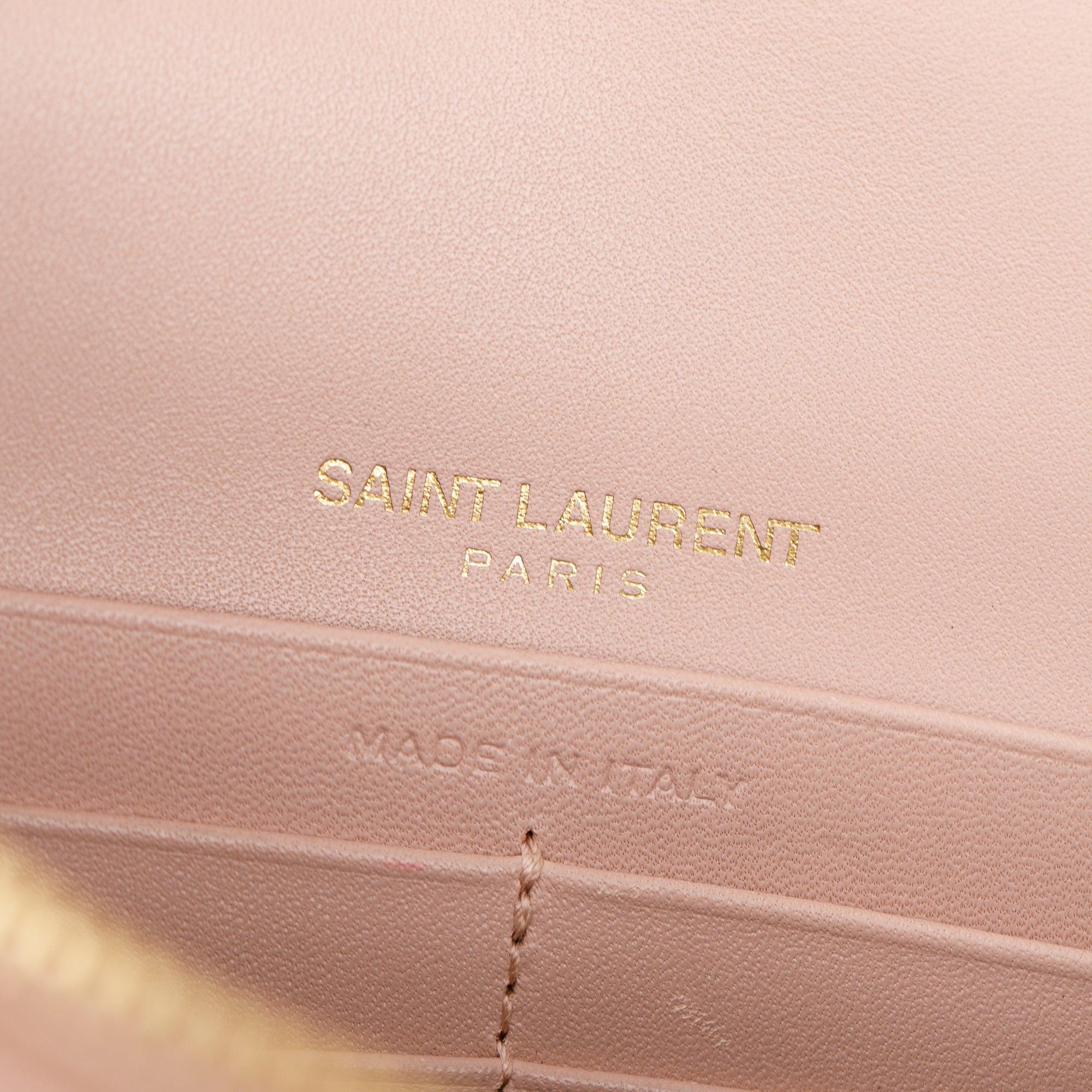 Saint Laurent Pink Smooth Calfskin Leather Small Classic Monogram Kate Tassel Chain Bag w/ Box