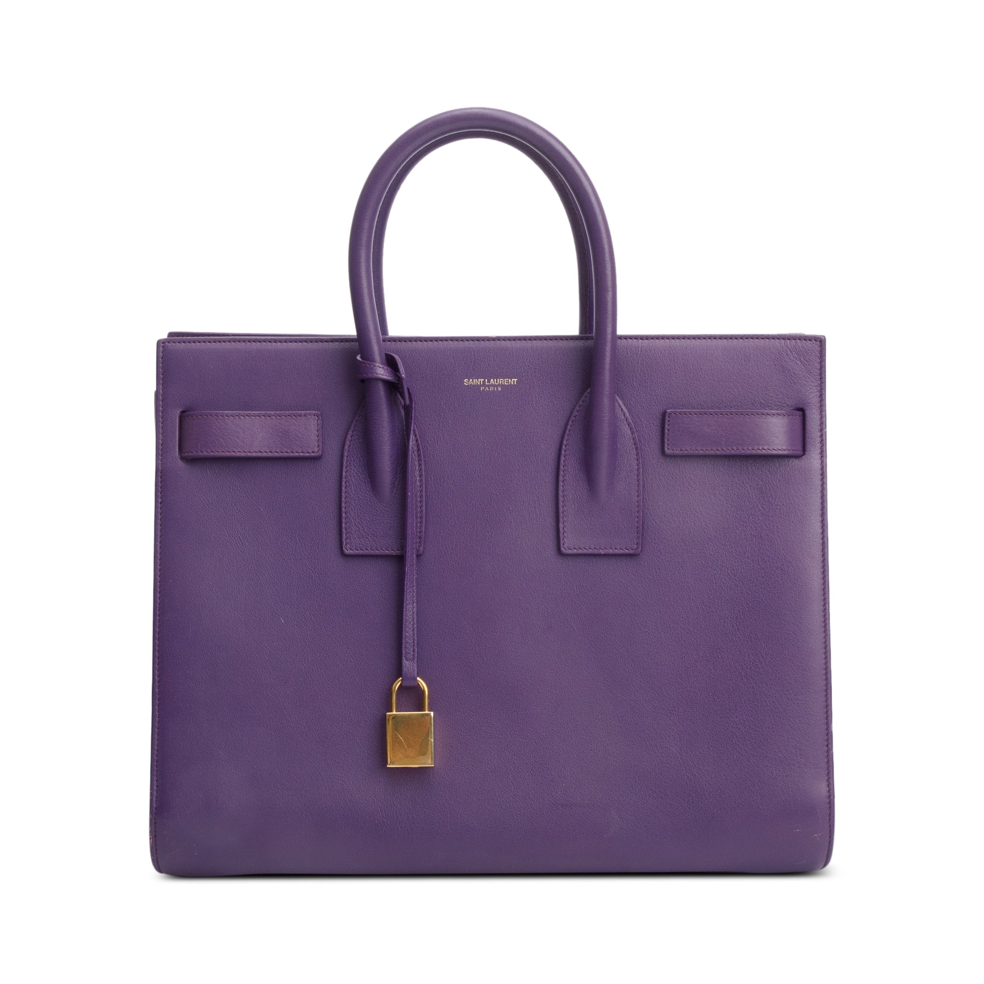 Saint Laurent Purple Calfskin Leather Small Sac De Jour w/ Strap