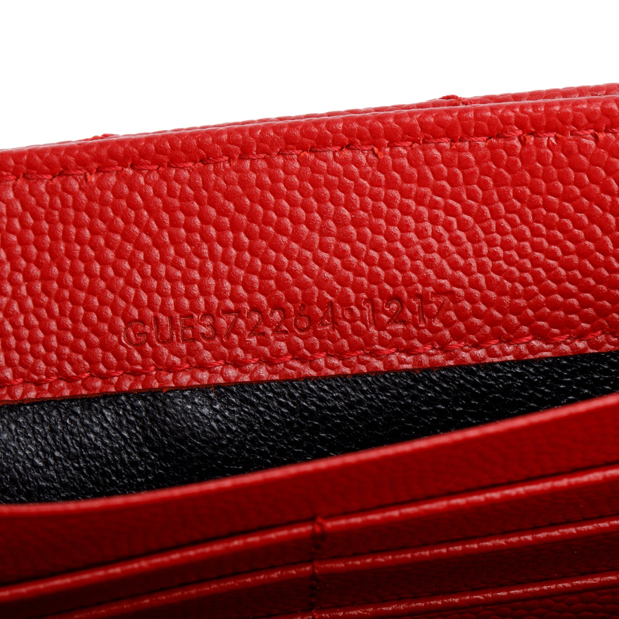 Saint Laurent Red Grain De Poudre Cassandre Matelasse Large Flap Wallet w/ Box