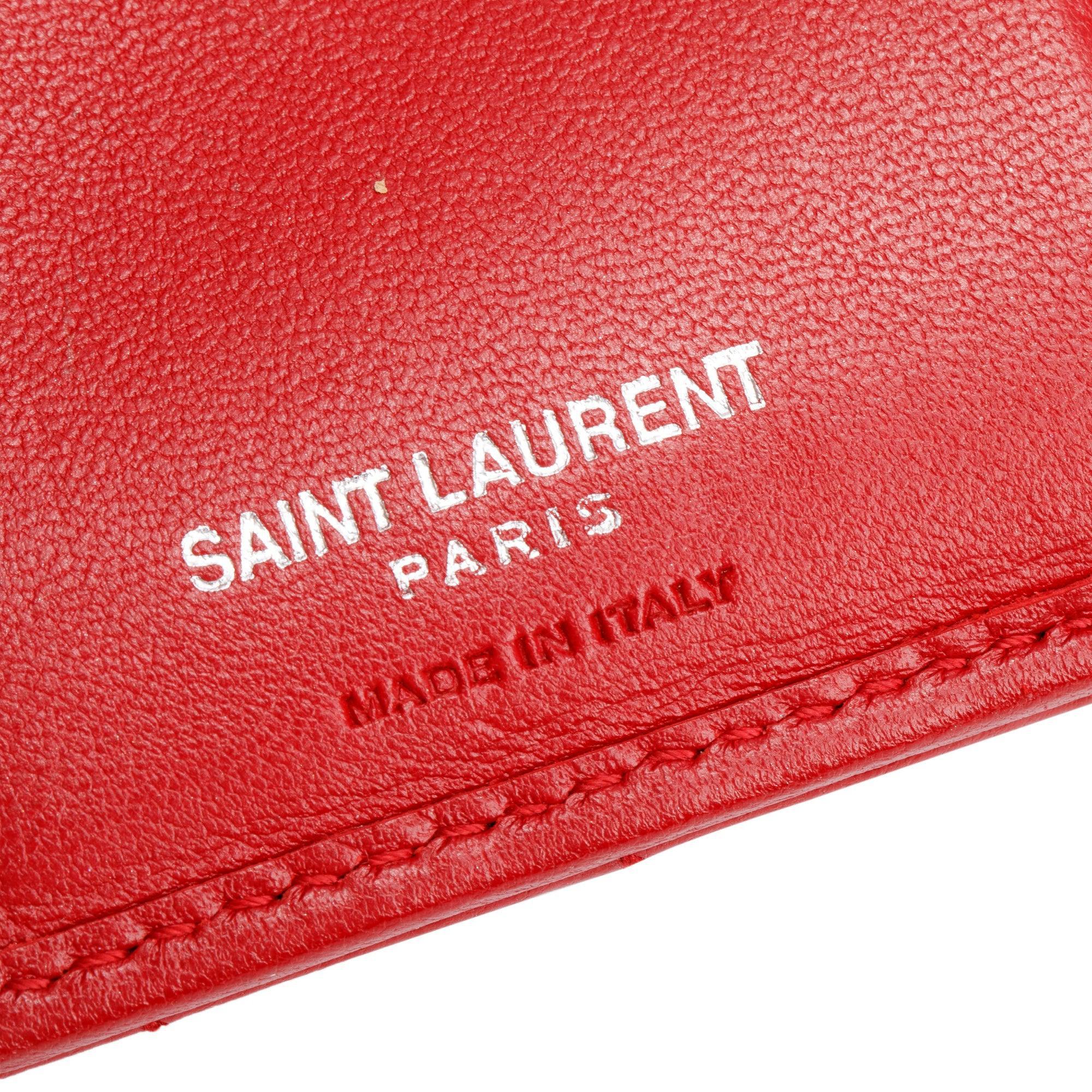 Saint Laurent Red Leather Compact Loulou Wallet w/ Box & Receipt