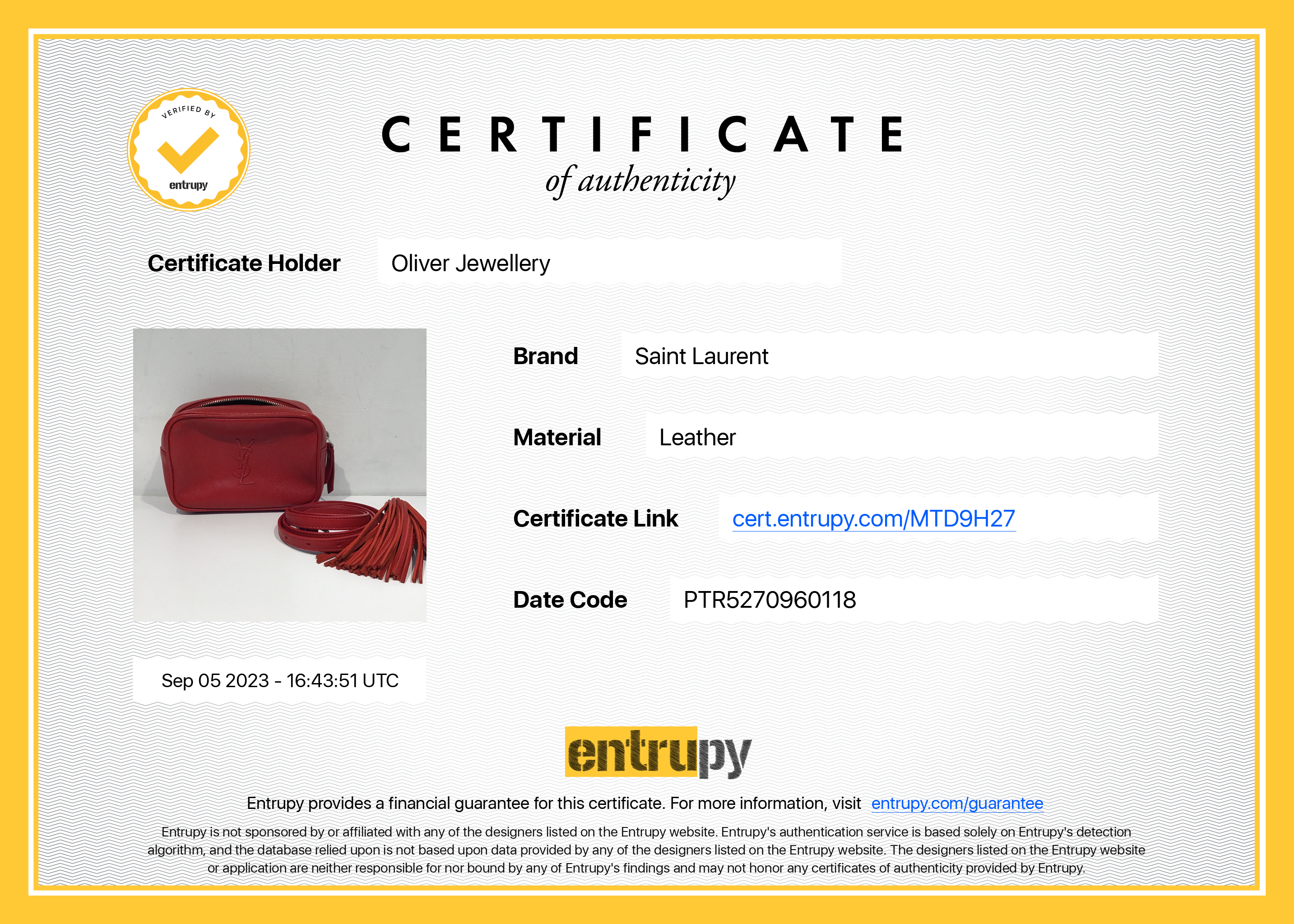 Saint Laurent Red Leather Lou Belt Bag