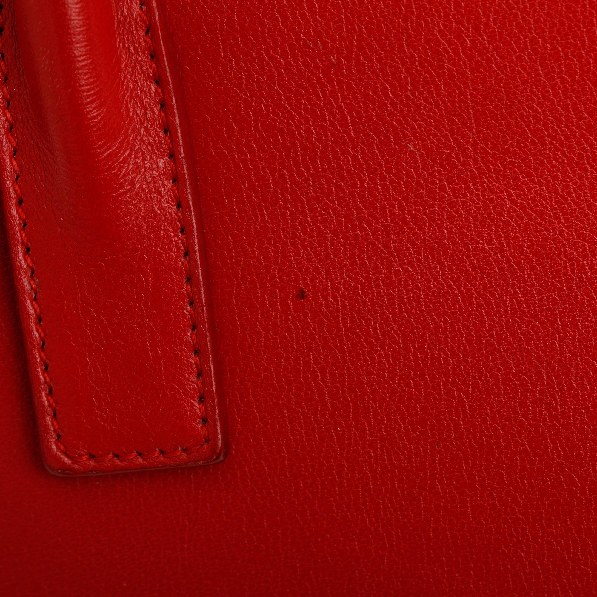 Saint Laurent Red Smooth Calfskin Leather Nano Sac De Jour w/ Strap