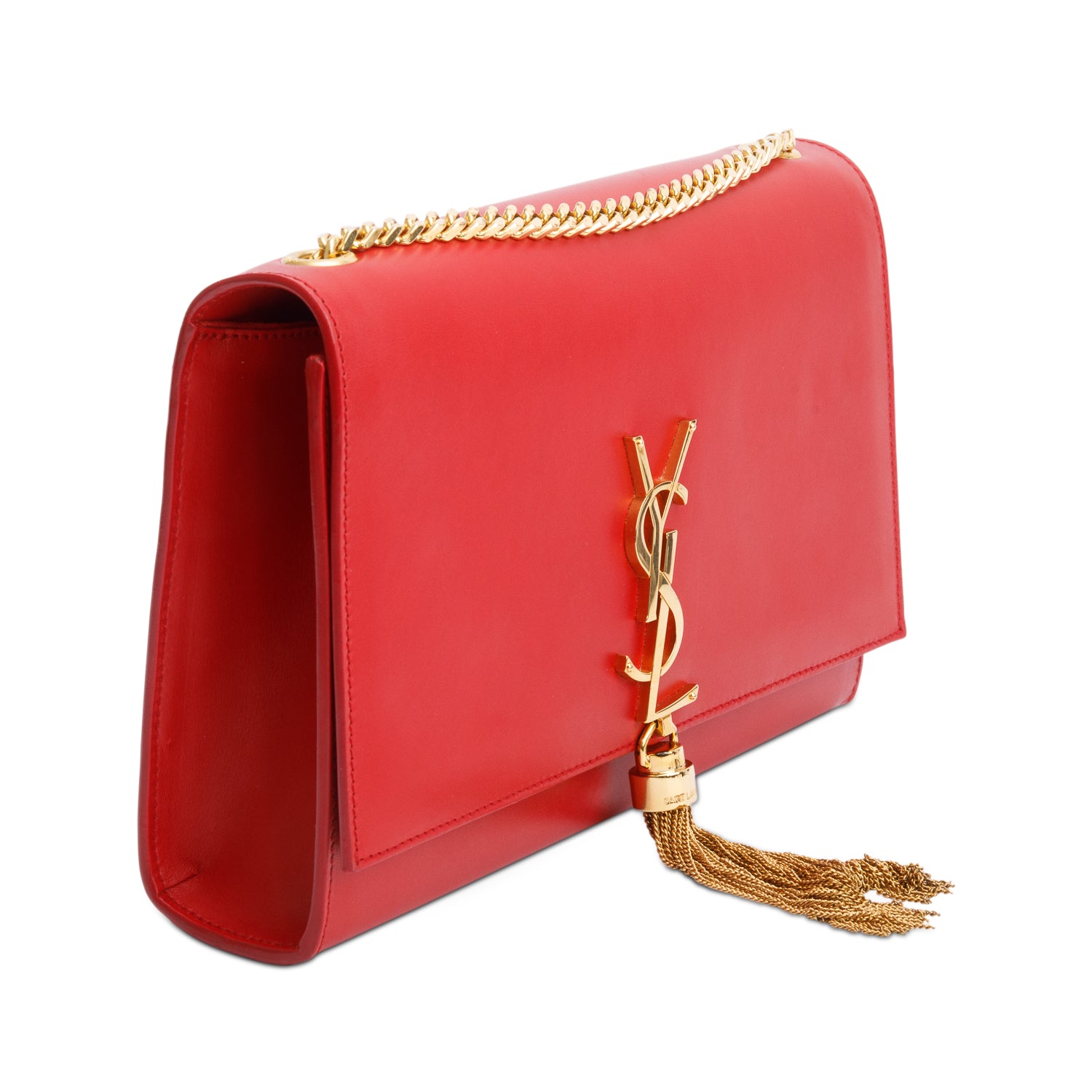 Saint Laurent Red Smooth Leather Medium Kate Tassel Bag
