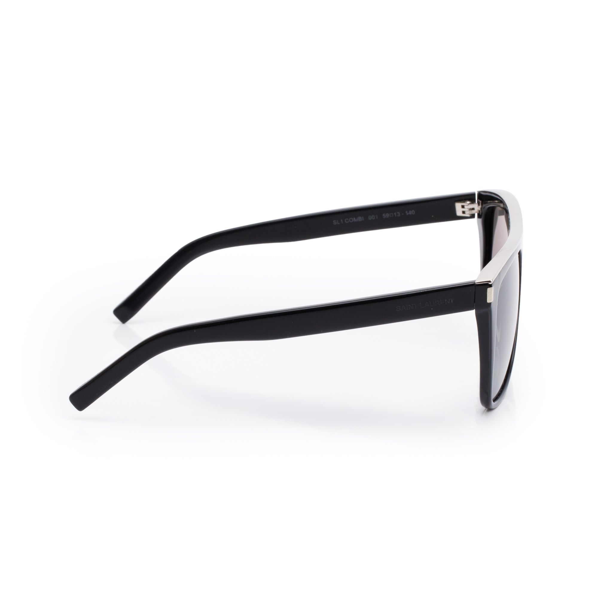 Saint Laurent SL 1 Combi Black Acetate Oversized Sunglasses w/ Case
