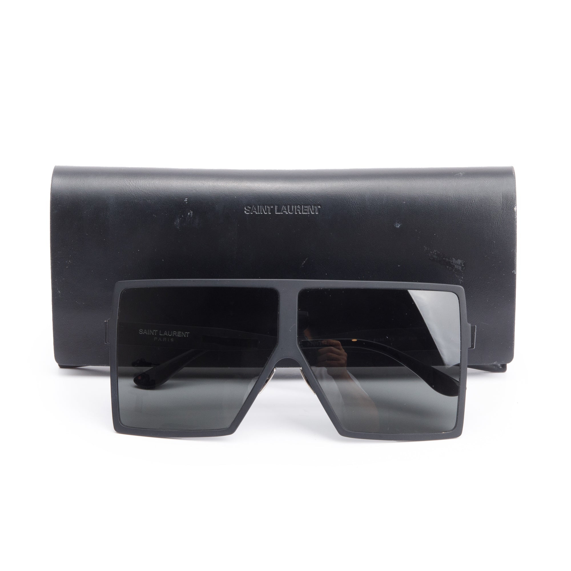 Saint Laurent SL 182 Black Acetate Betty Shield Sunglasses w/ Case