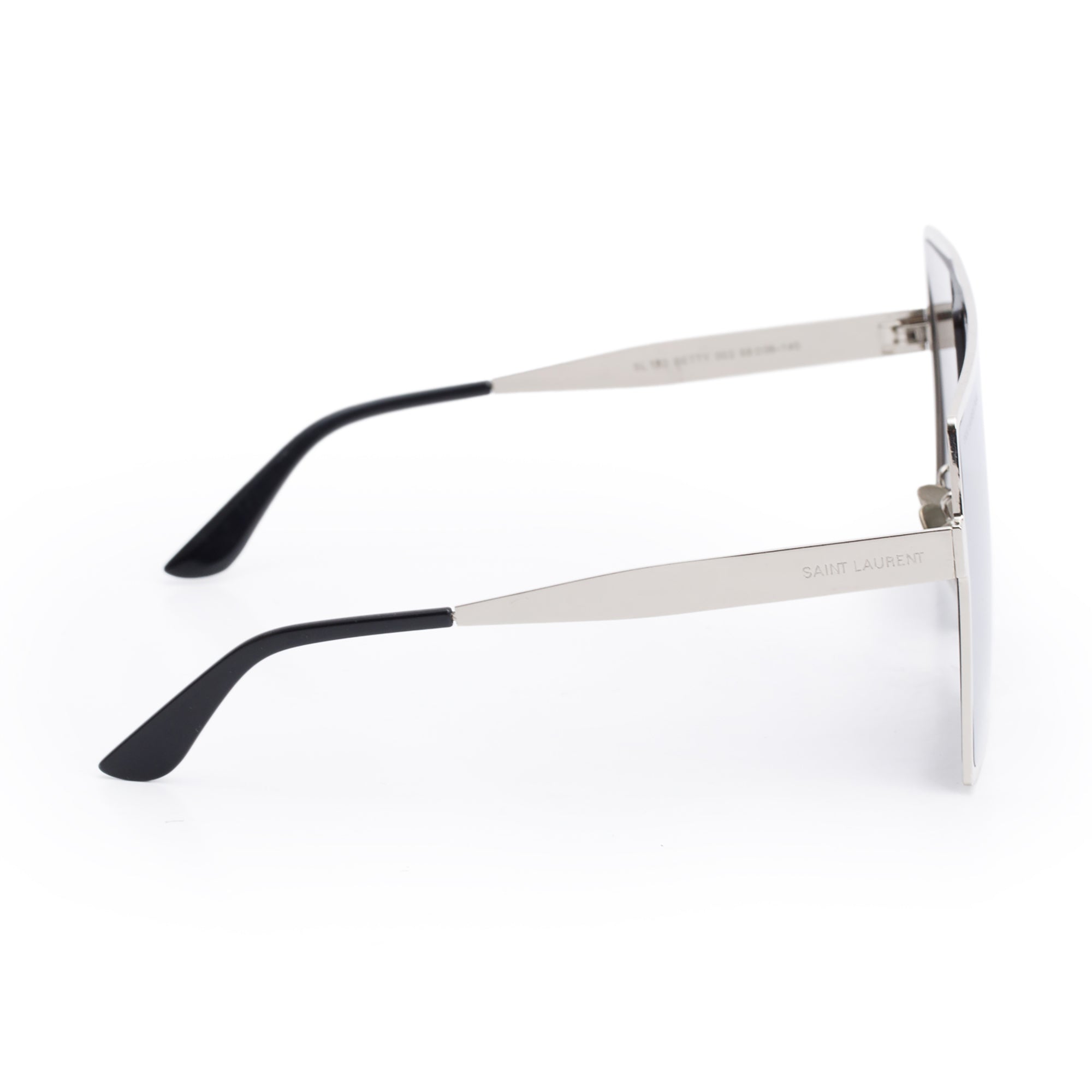 Saint Laurent SL 182 Silver Tone Metal Frame Betty Shield Sunglasses w/ Case