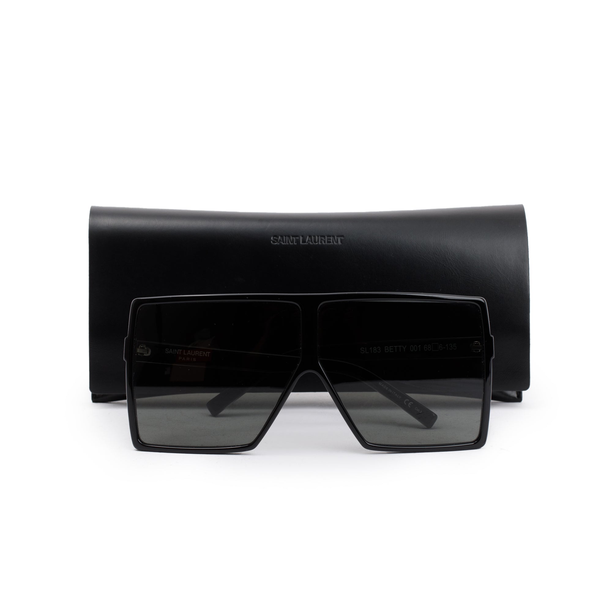 Saint Laurent SL 183 Black Acetate Betty Shield Sunglasses w/ Case
