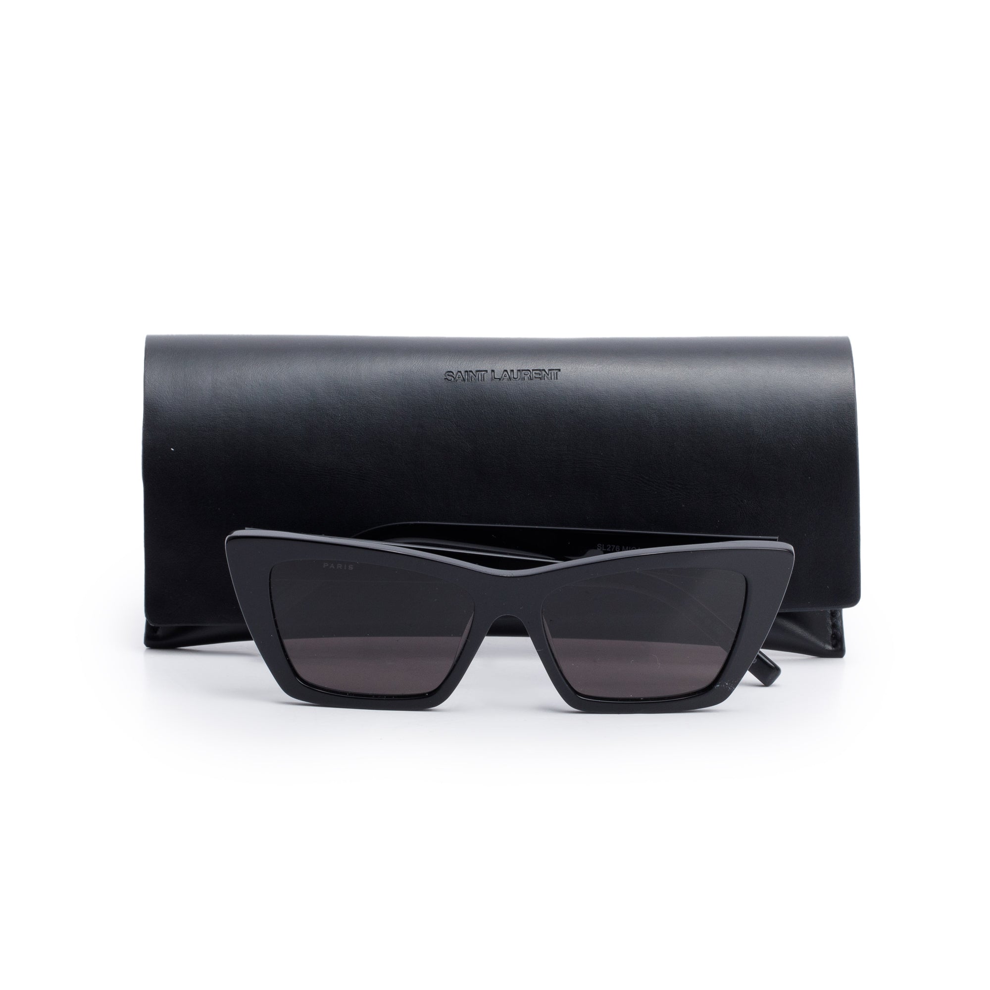 Saint Laurent SL 276 Black Acetate Mica Cat Eye Sunglasses w/ Case
