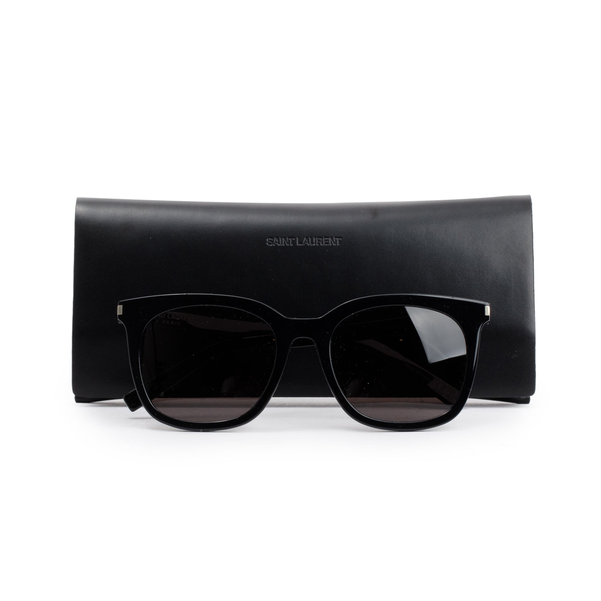 Saint Laurent SL 285/F Black Acetate Slim Sunglasses w/ Case