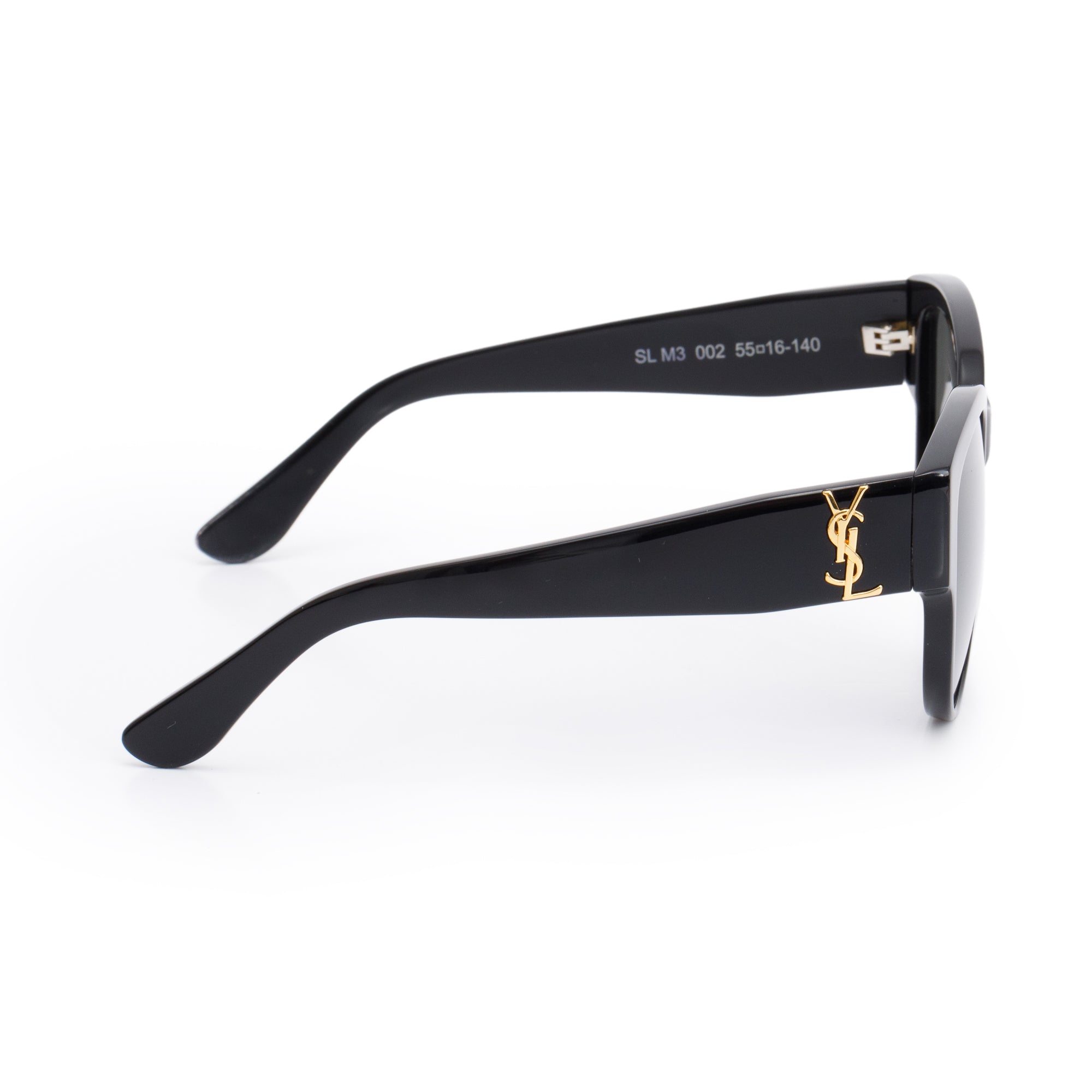 Saint Laurent SL M3 Black Acetate Monogram Logo Wayfarer Sunglasses w/ Case
