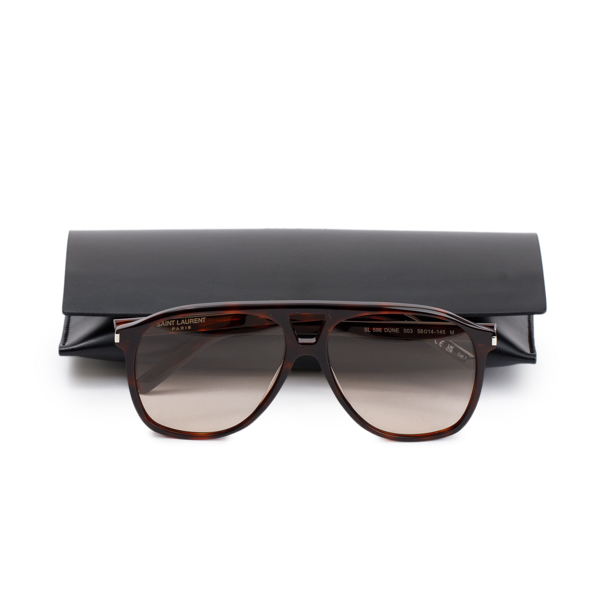 Saint Laurent SL596 Dune Tortoiseshell Acetate Sunglasses w/ Case
