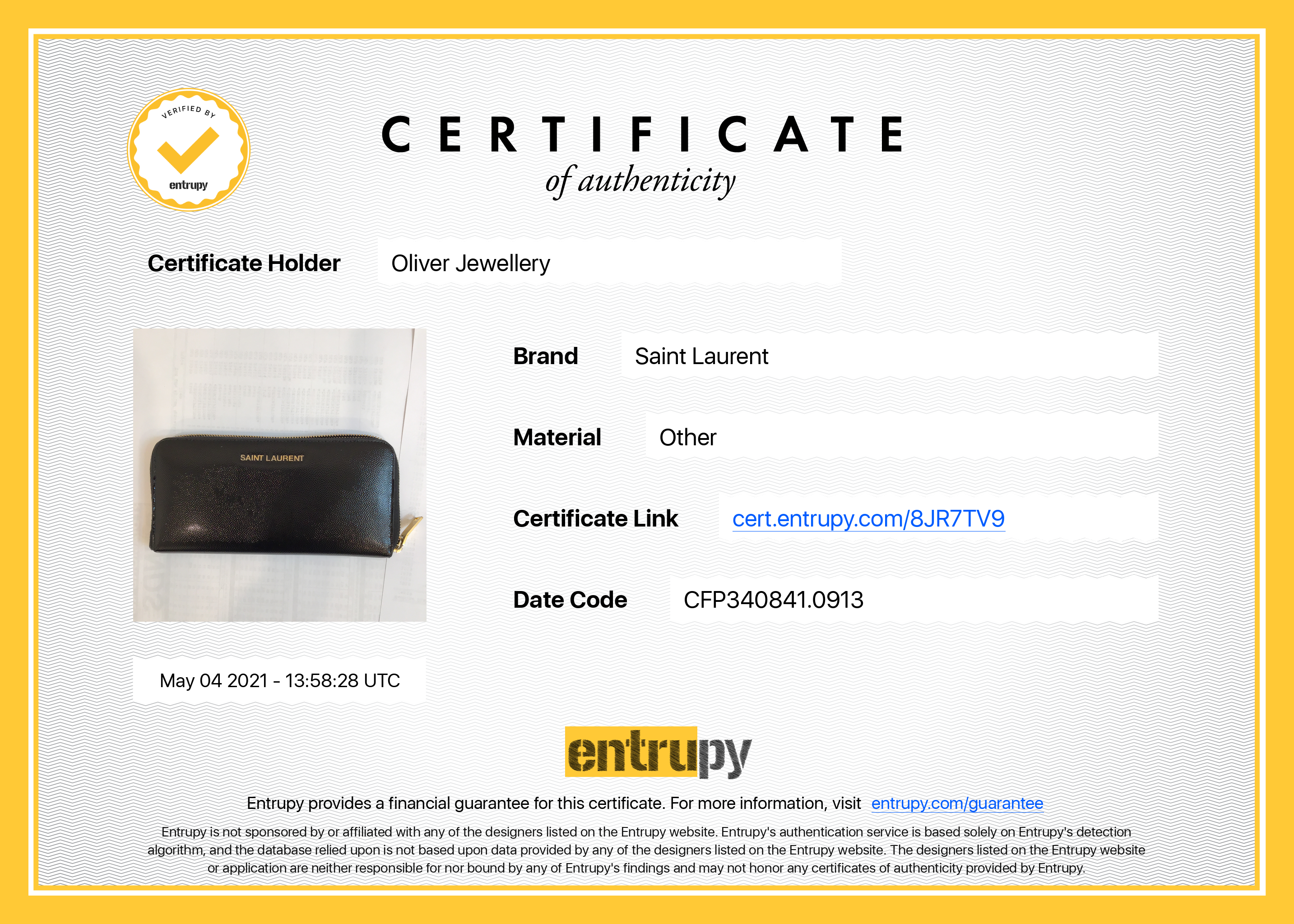 Saint Laurent Shiny Leather Zip Wallet