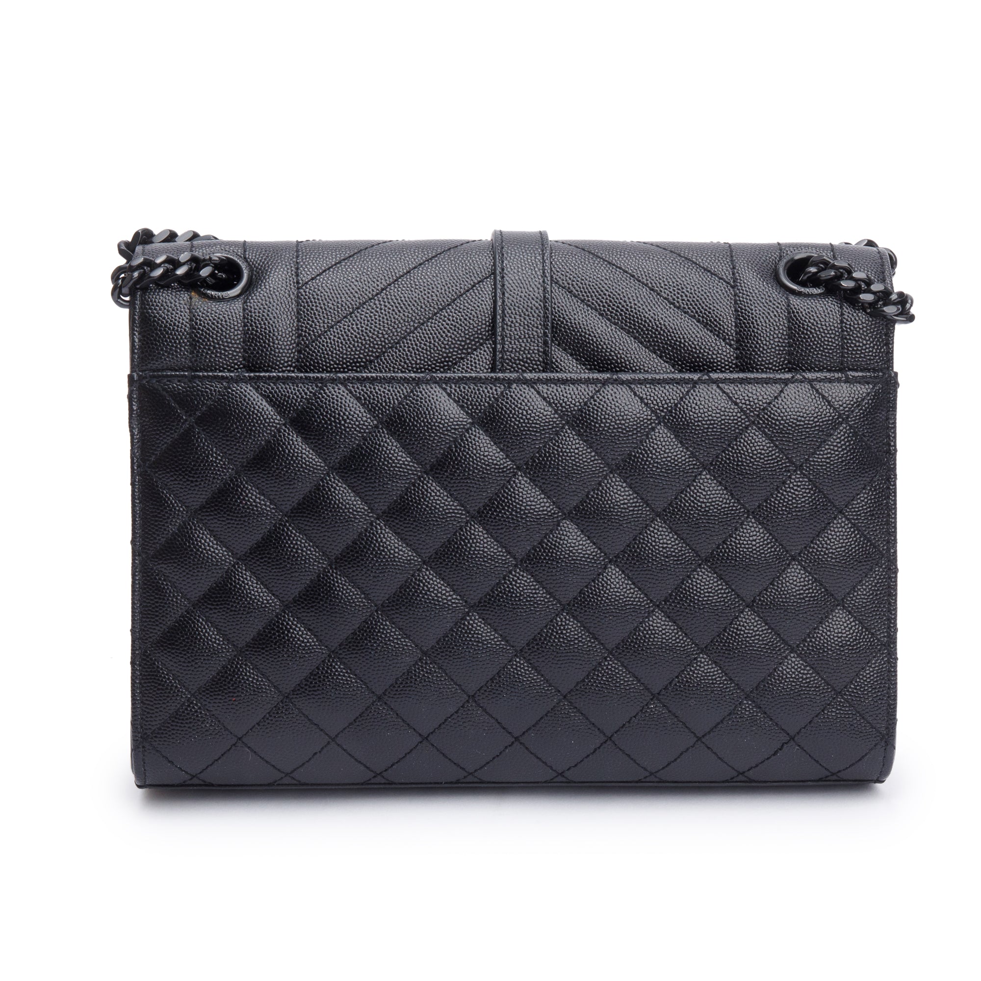 Saint Laurent So Black Grained De Poudre Medium Envelope Shoulder Bag