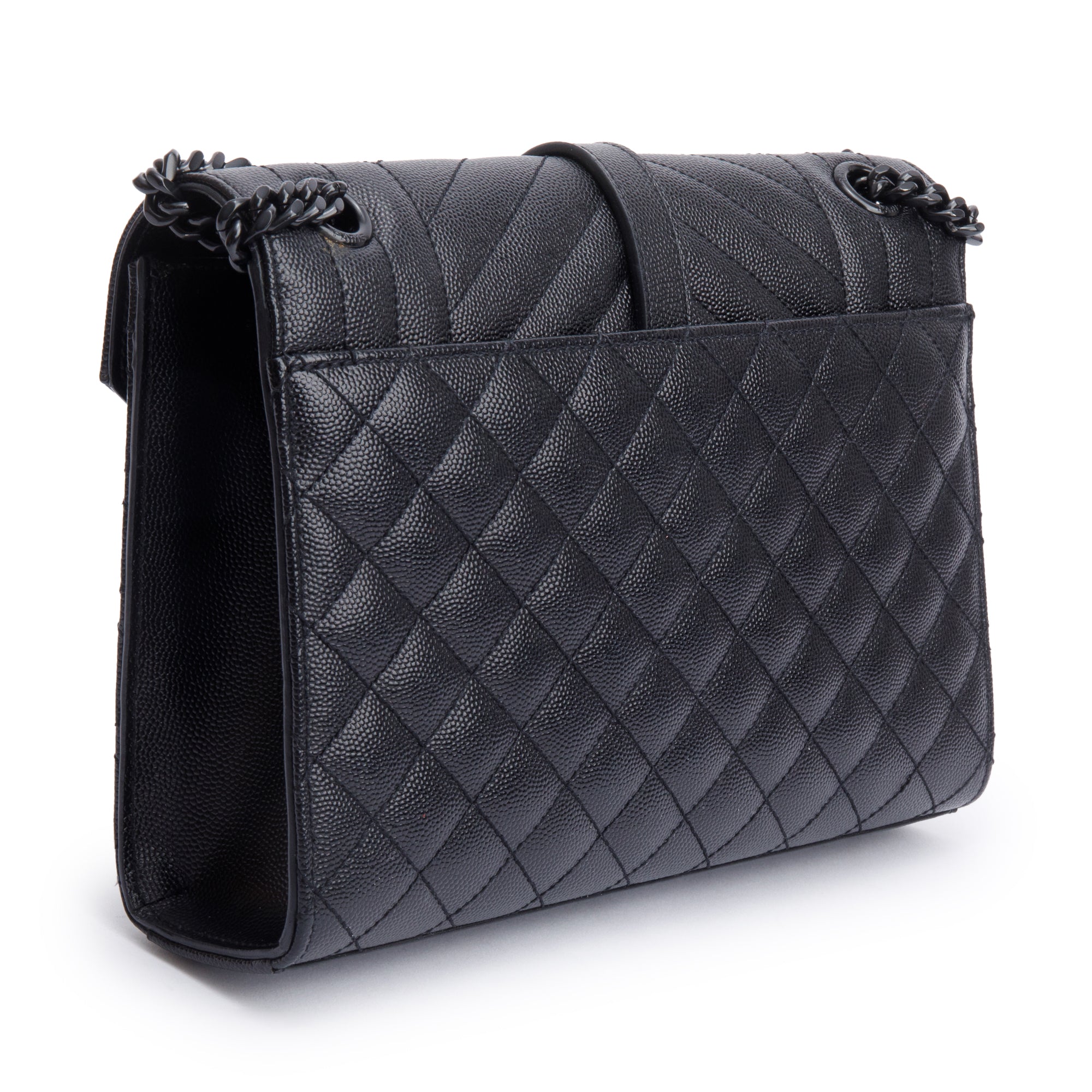 Saint Laurent So Black Grained De Poudre Medium Envelope Shoulder Bag