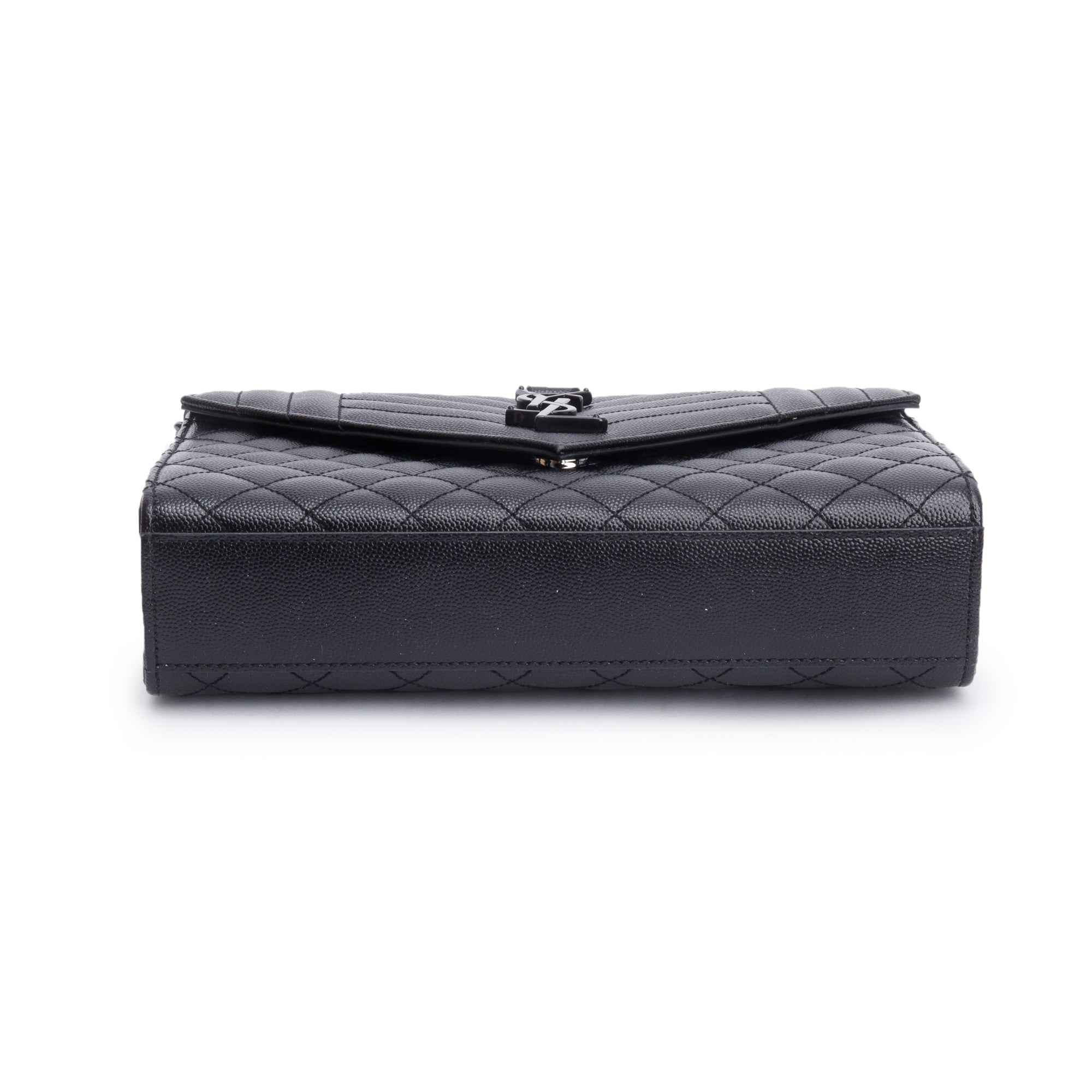 Saint Laurent So Black Grained De Poudre Medium Envelope Shoulder Bag