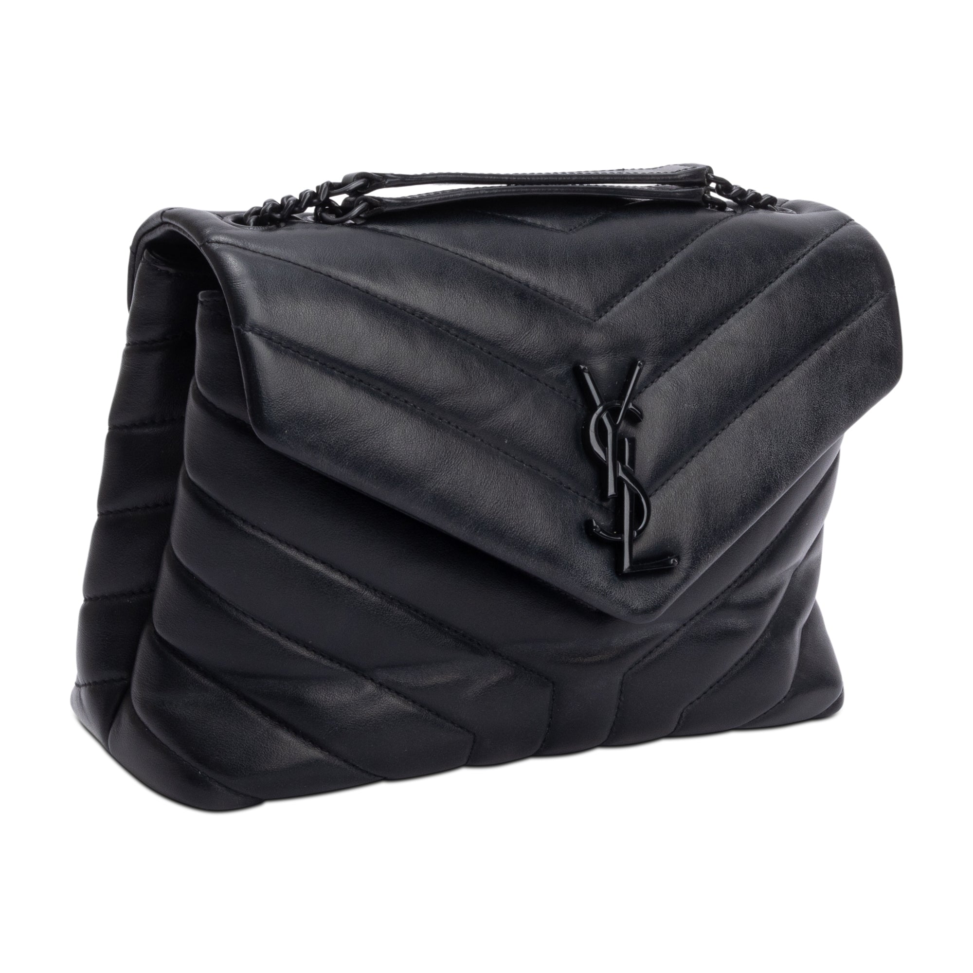 Saint Laurent So Black Quilted Leather Small Loulou Shoulder Bag