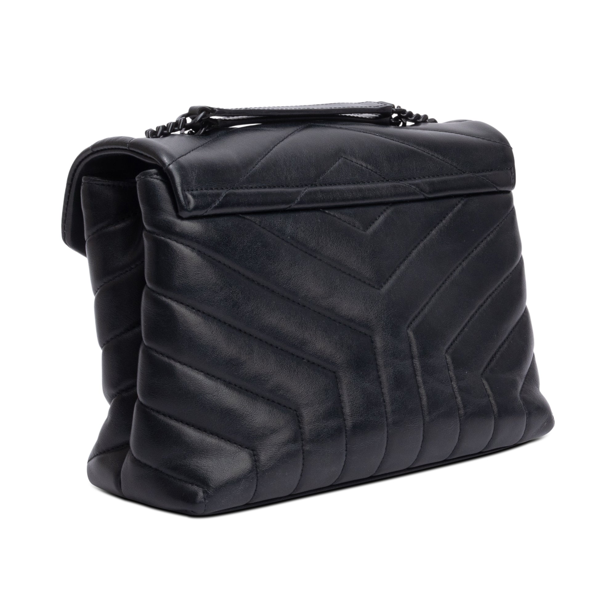Saint Laurent So Black Quilted Leather Small Loulou Shoulder Bag