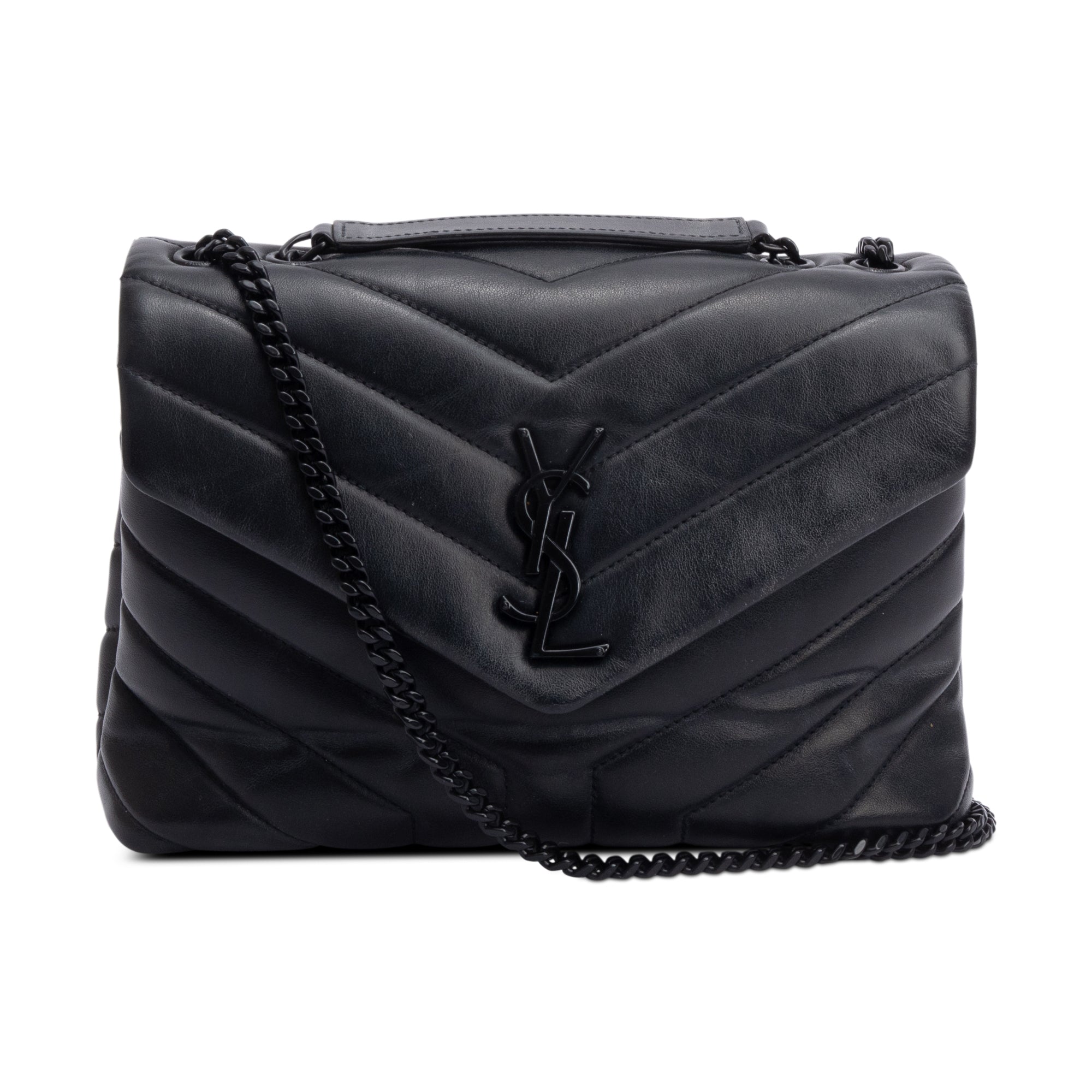 Saint Laurent So Black Quilted Leather Small Loulou Shoulder Bag