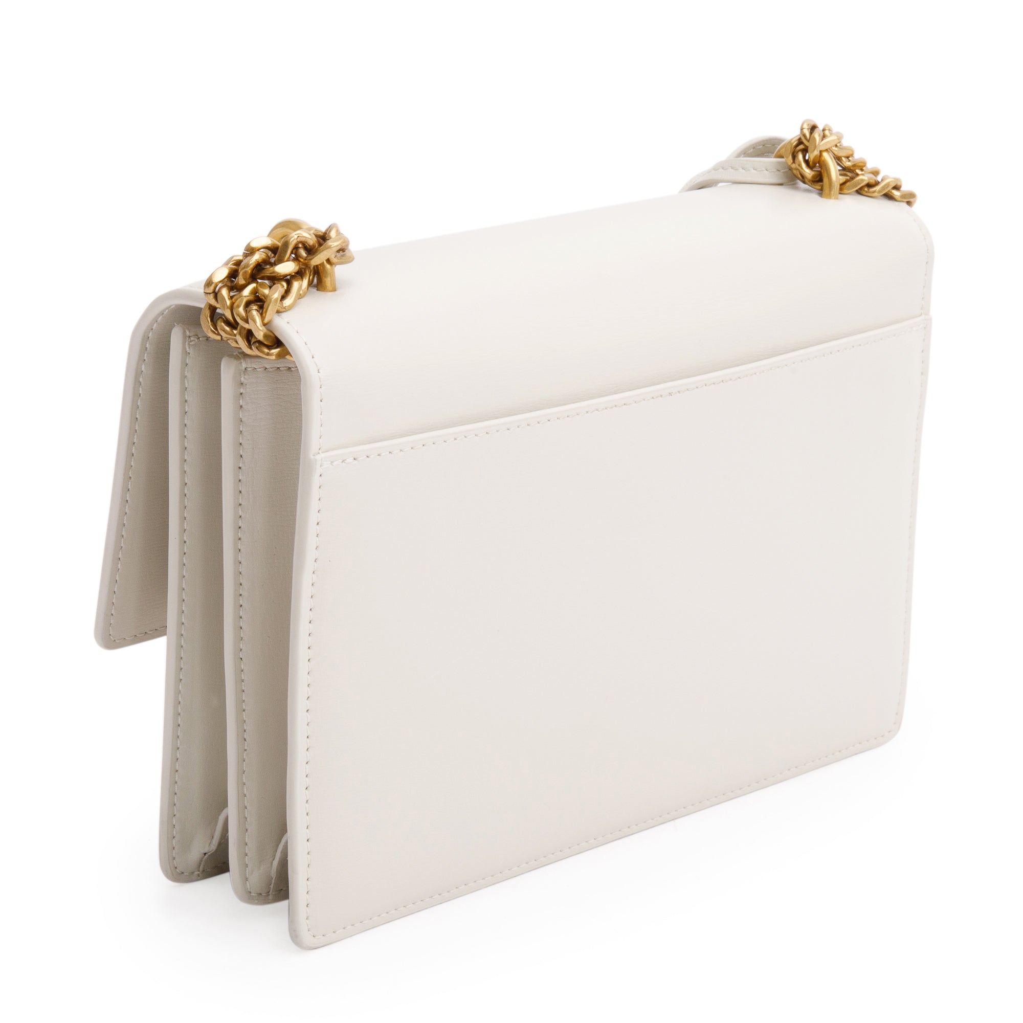 Saint Laurent White Calfskin Leather Medium Sunset Shoulder Bag w/ Box