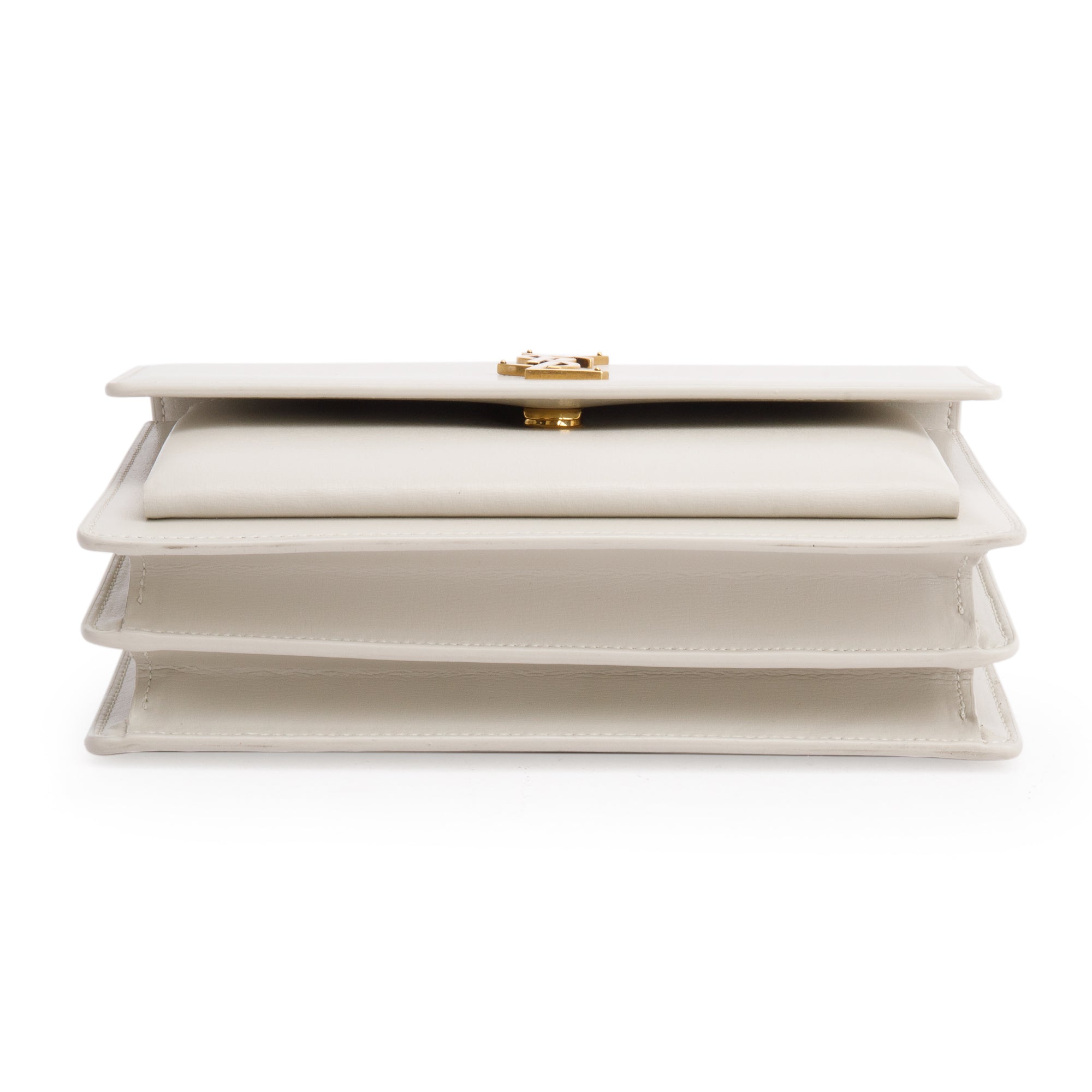 Saint Laurent White Calfskin Leather Medium Sunset Shoulder Bag w/ Box