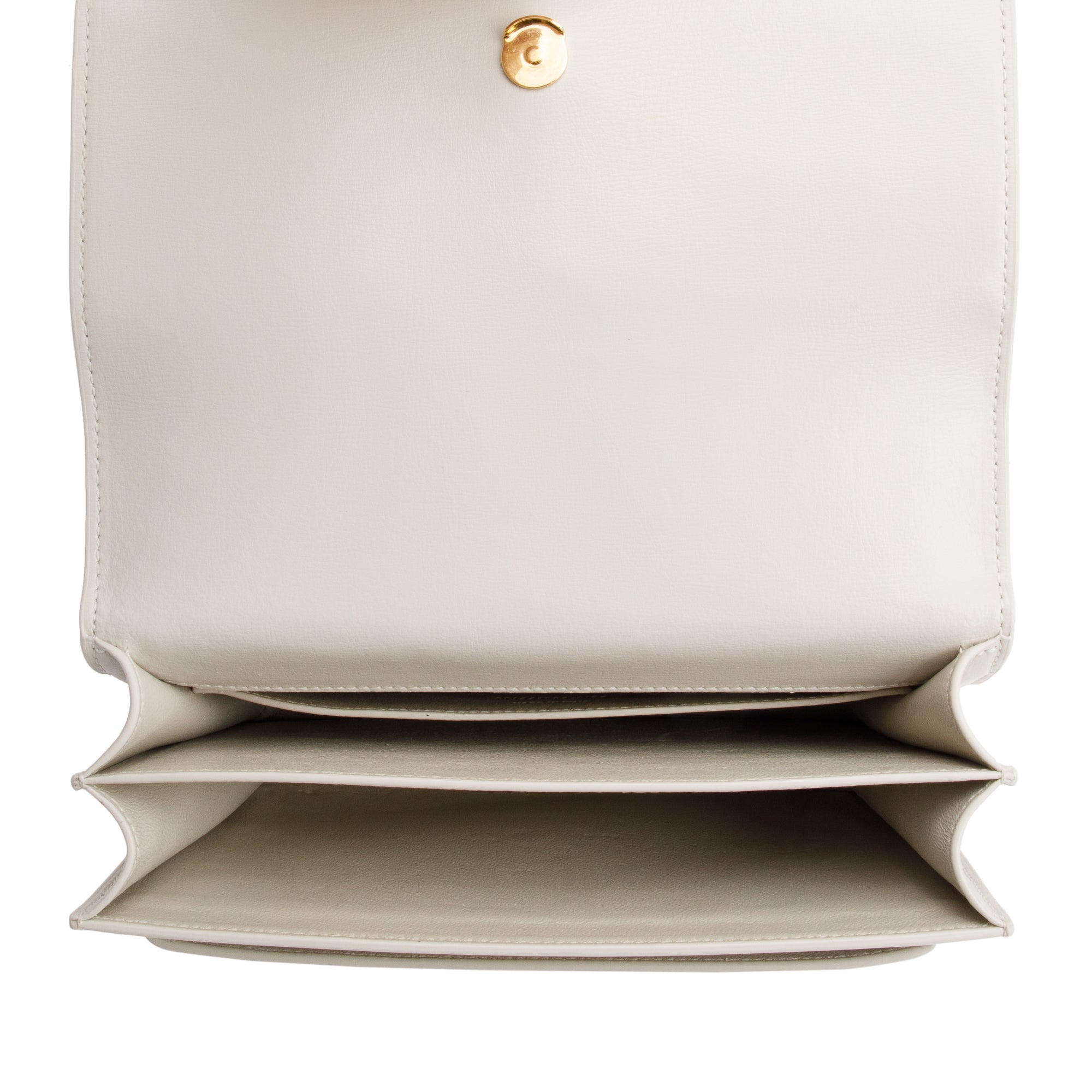 Saint Laurent White Calfskin Leather Medium Sunset Shoulder Bag w/ Box