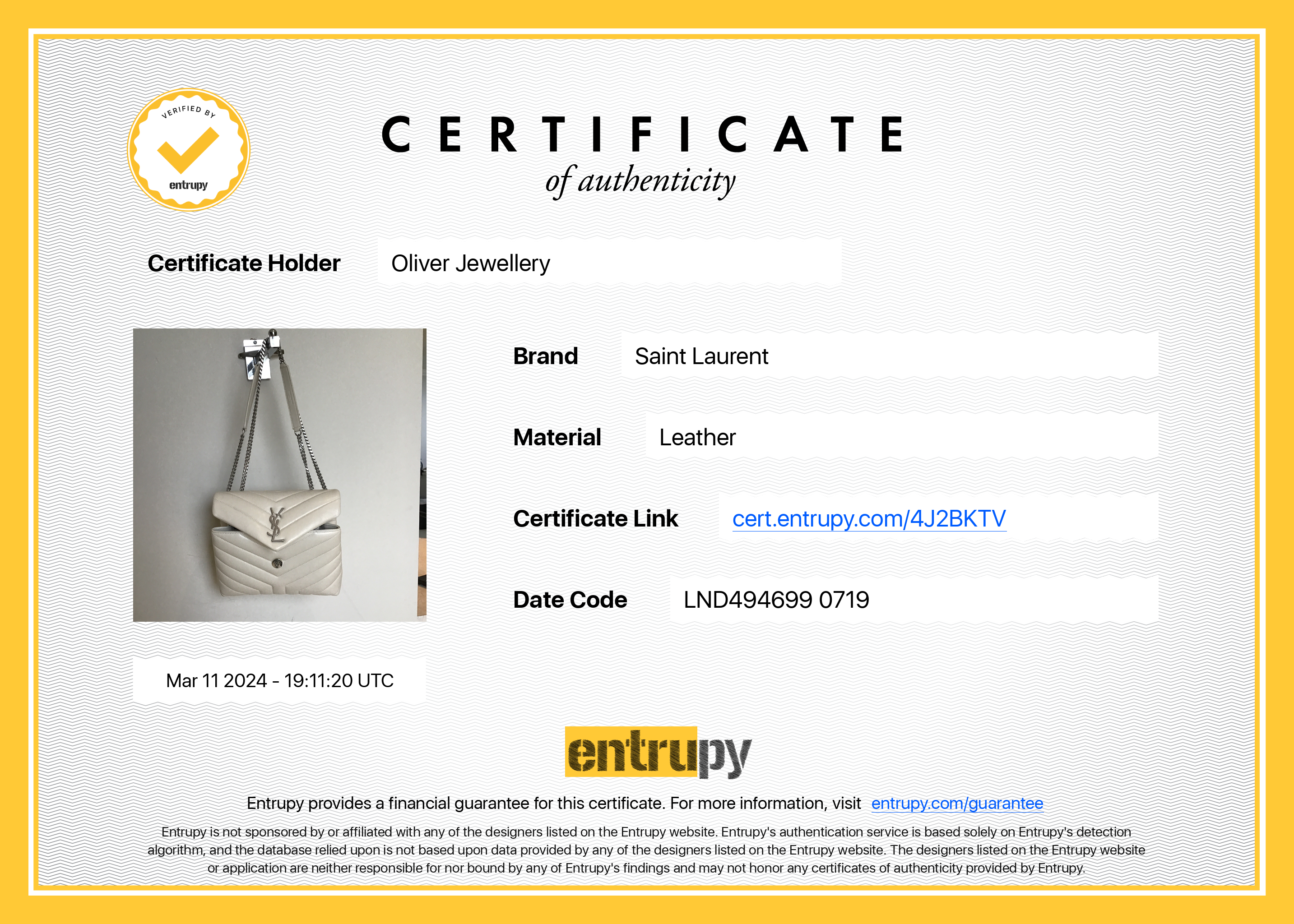 Saint Laurent White Calfskin Leather Small Loulou Monogram Shoulder Bag