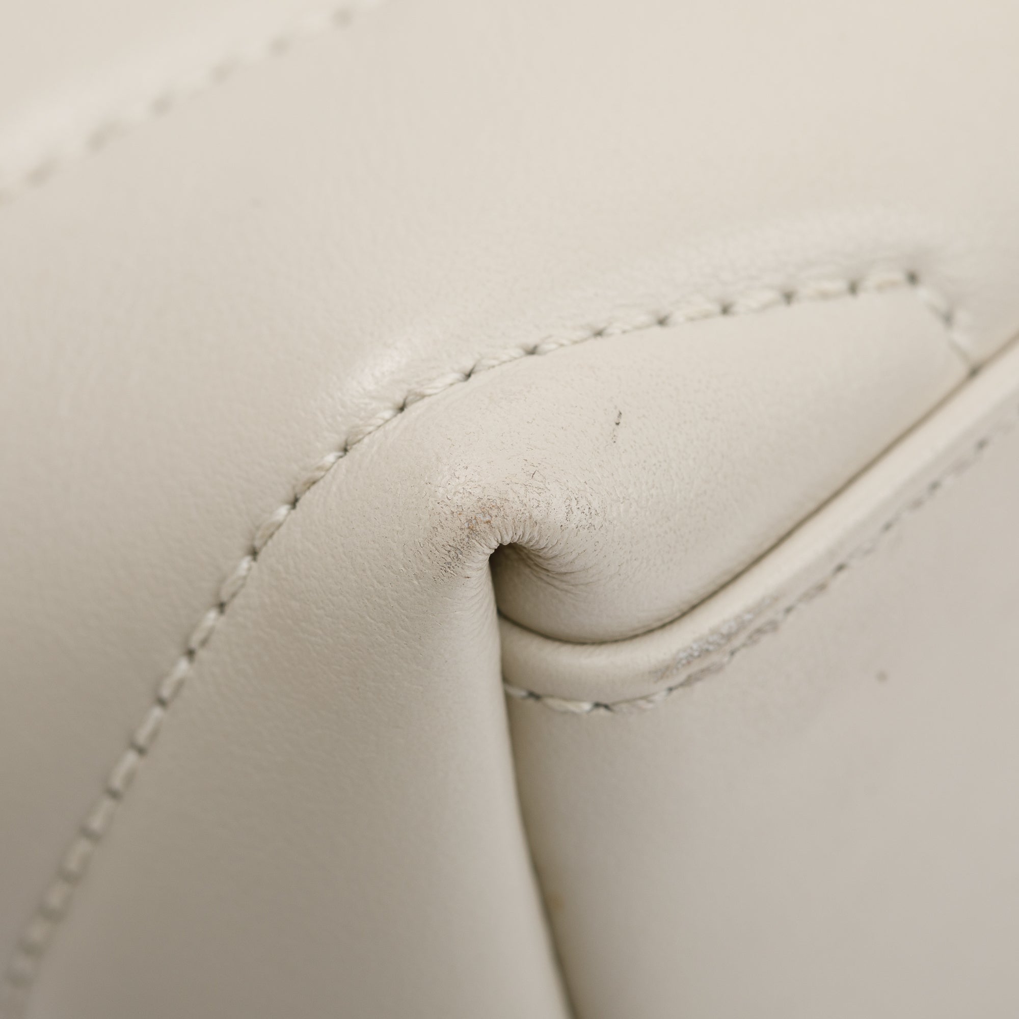 Saint Laurent White Calfskin Leather Small Loulou Monogram Shoulder Bag